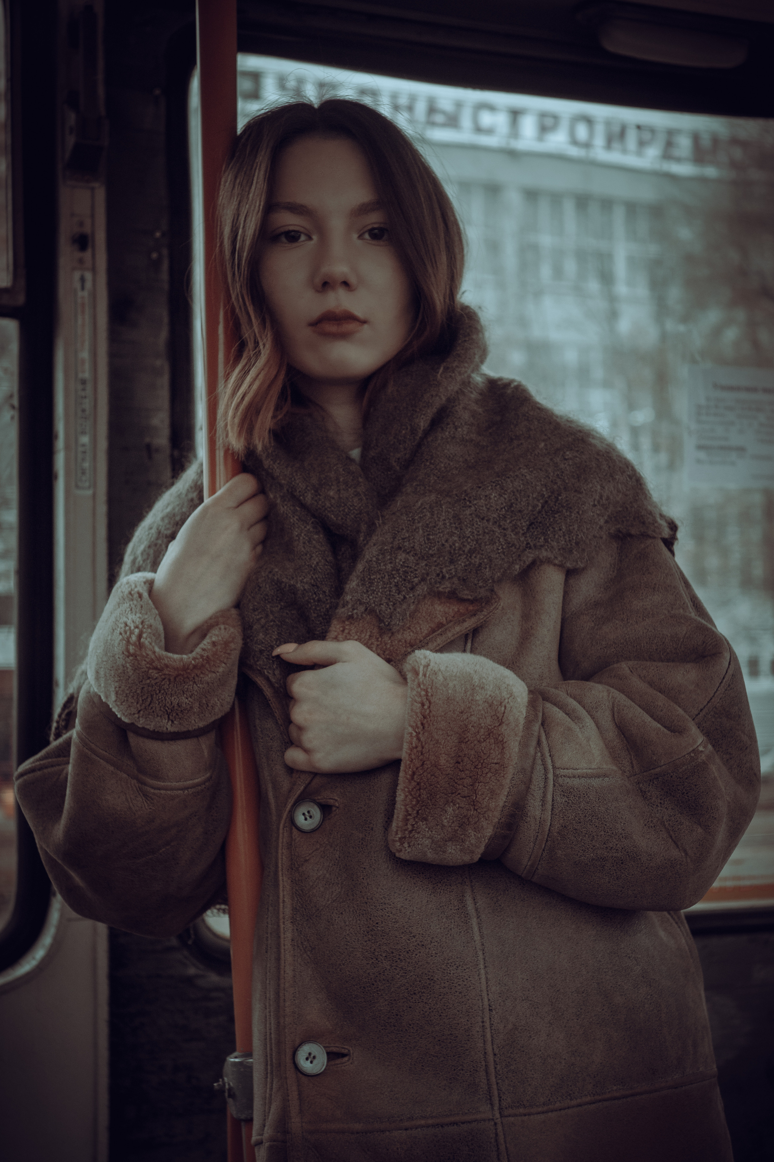 женская фотосессия в дубленке Питер