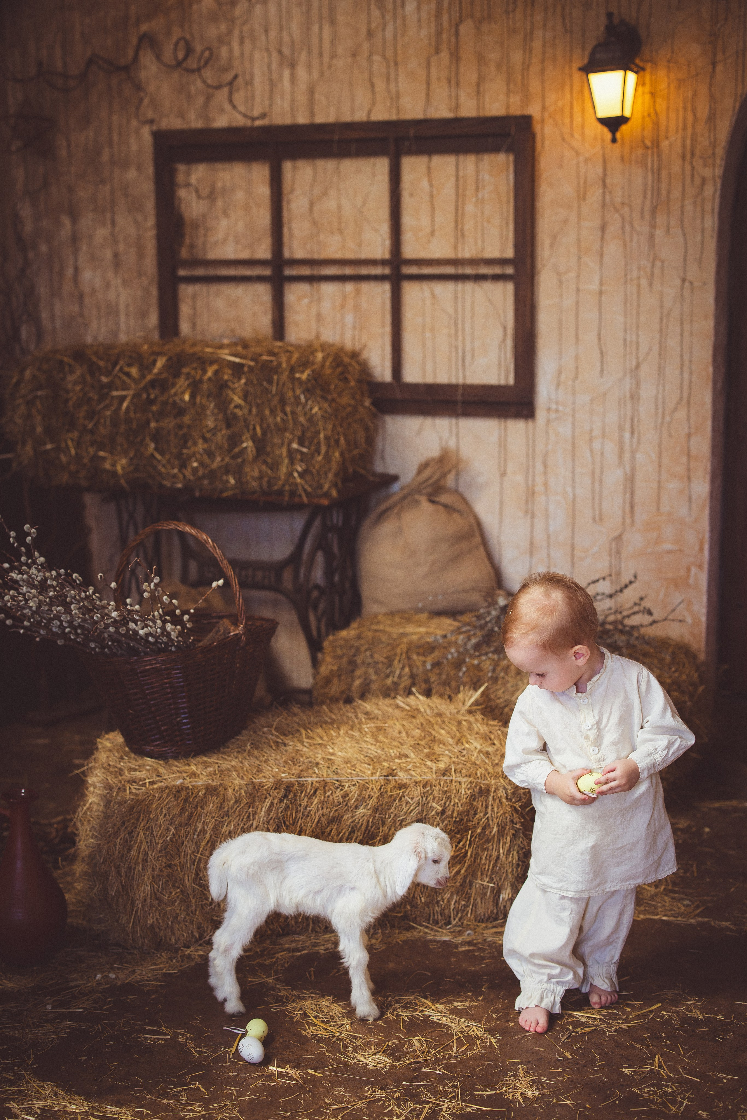 Пасхальный фотопроект с козочкой и утятами, в фотостудии «Эль» 2024 г. Семейный и детский фотограф в Краснодаре Анна Трашкова