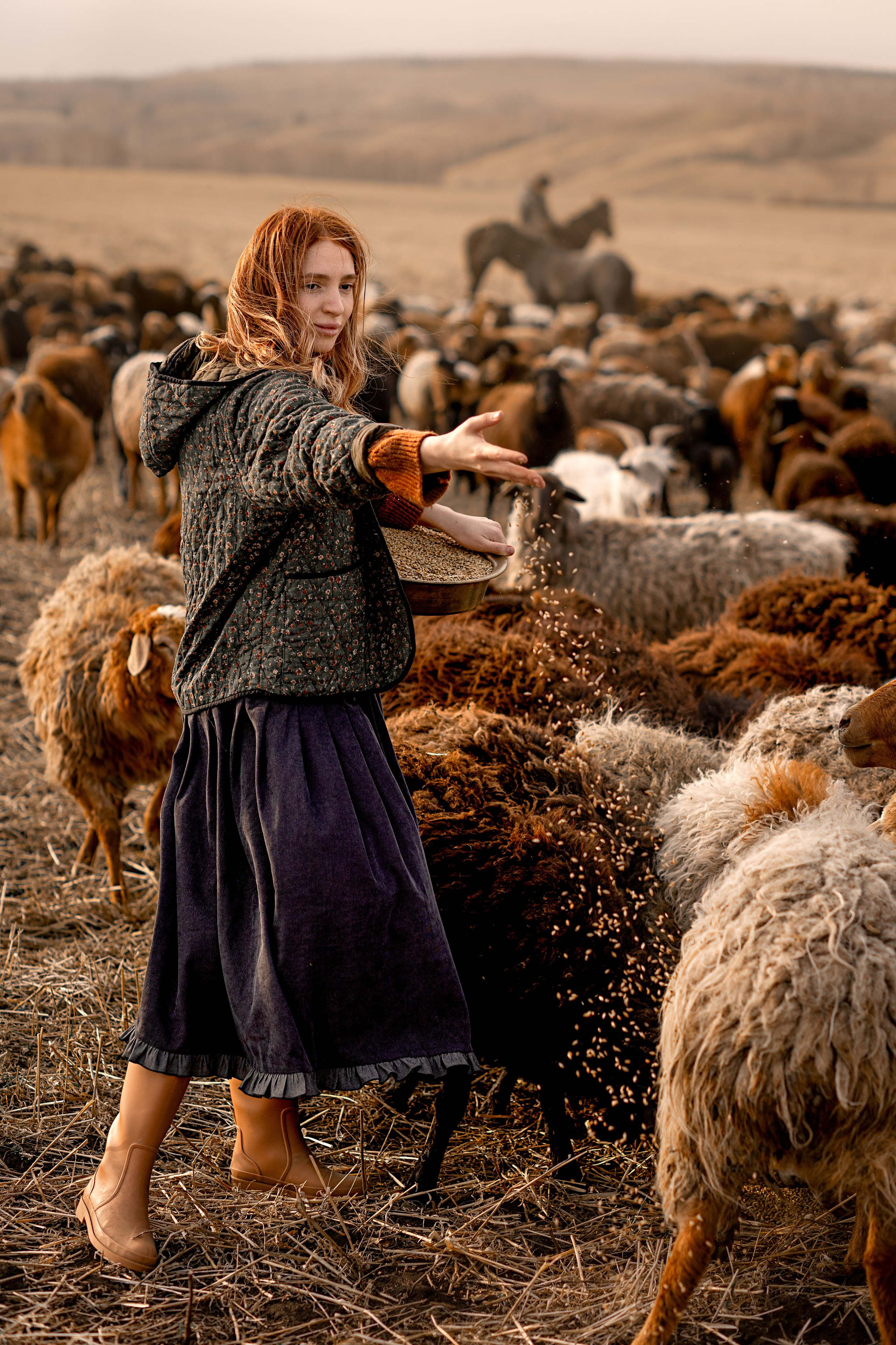 Диана и барашки. Детский и семейный фотограф в Красноярске Елена Коровкина