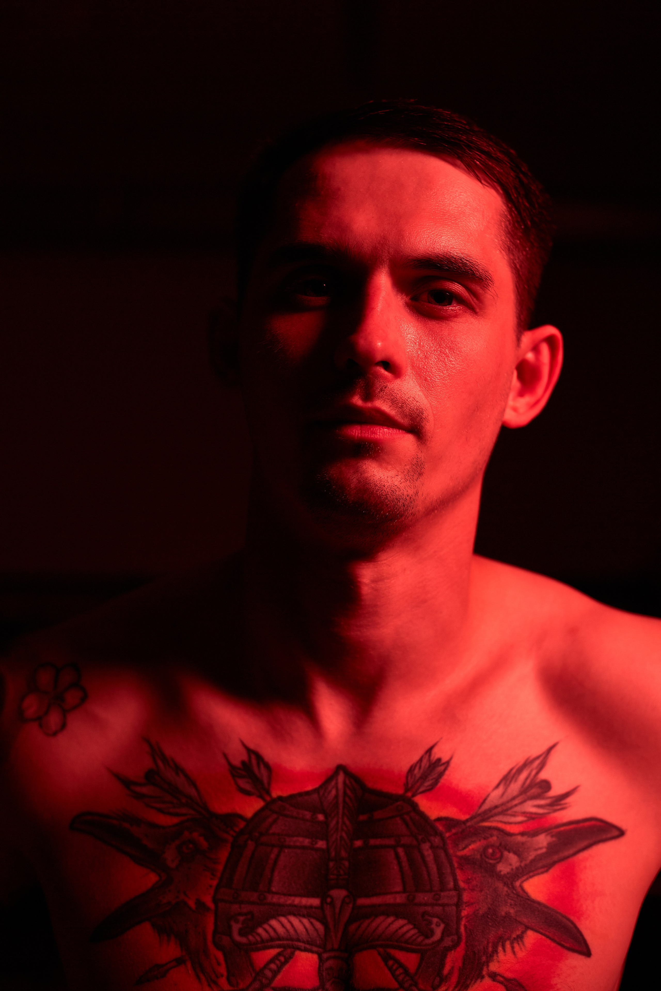 Male portrait of a man practicing Thai boxing