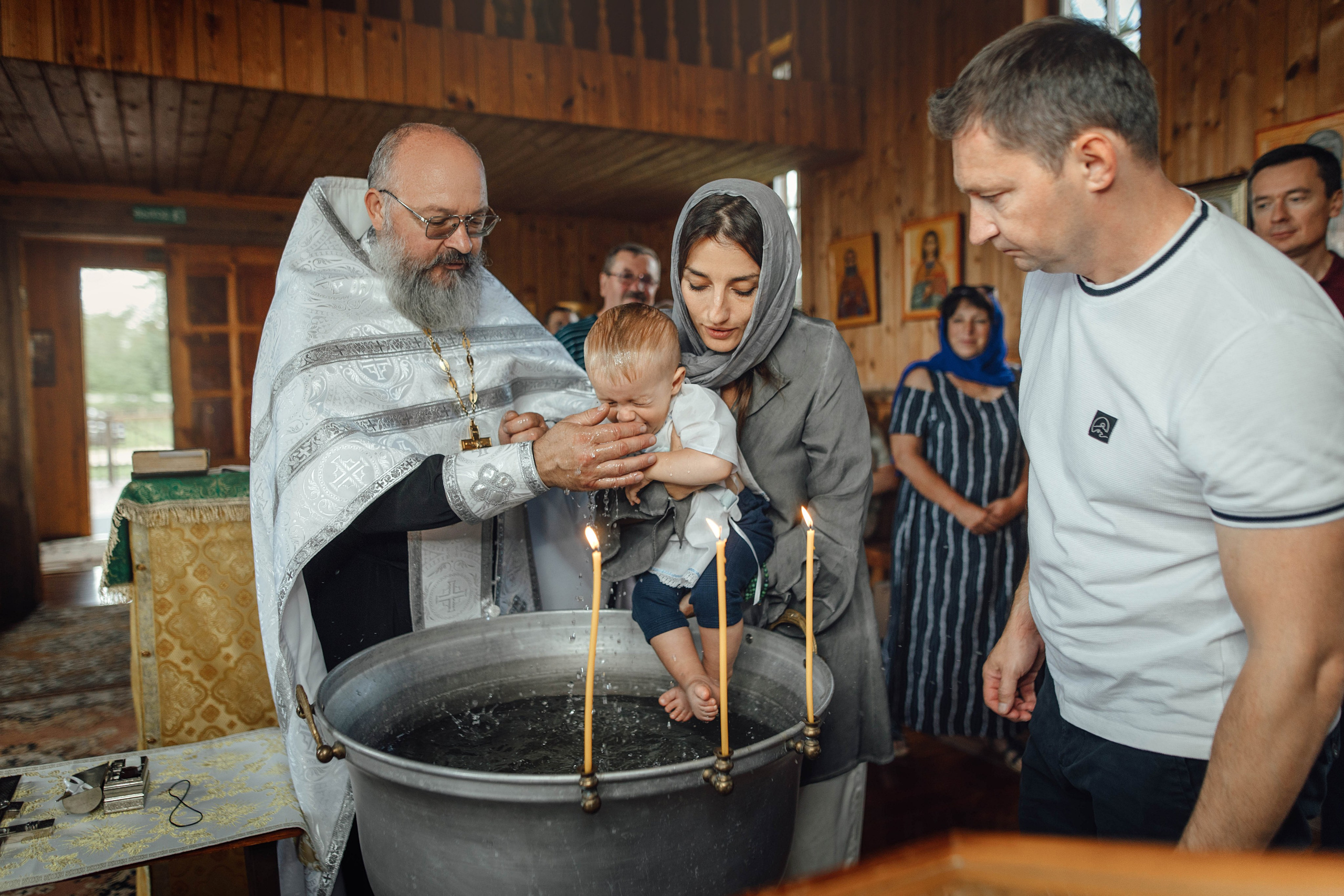 Крещение Тимофея, д. Киевец, храм Святой Троицы, август 2025