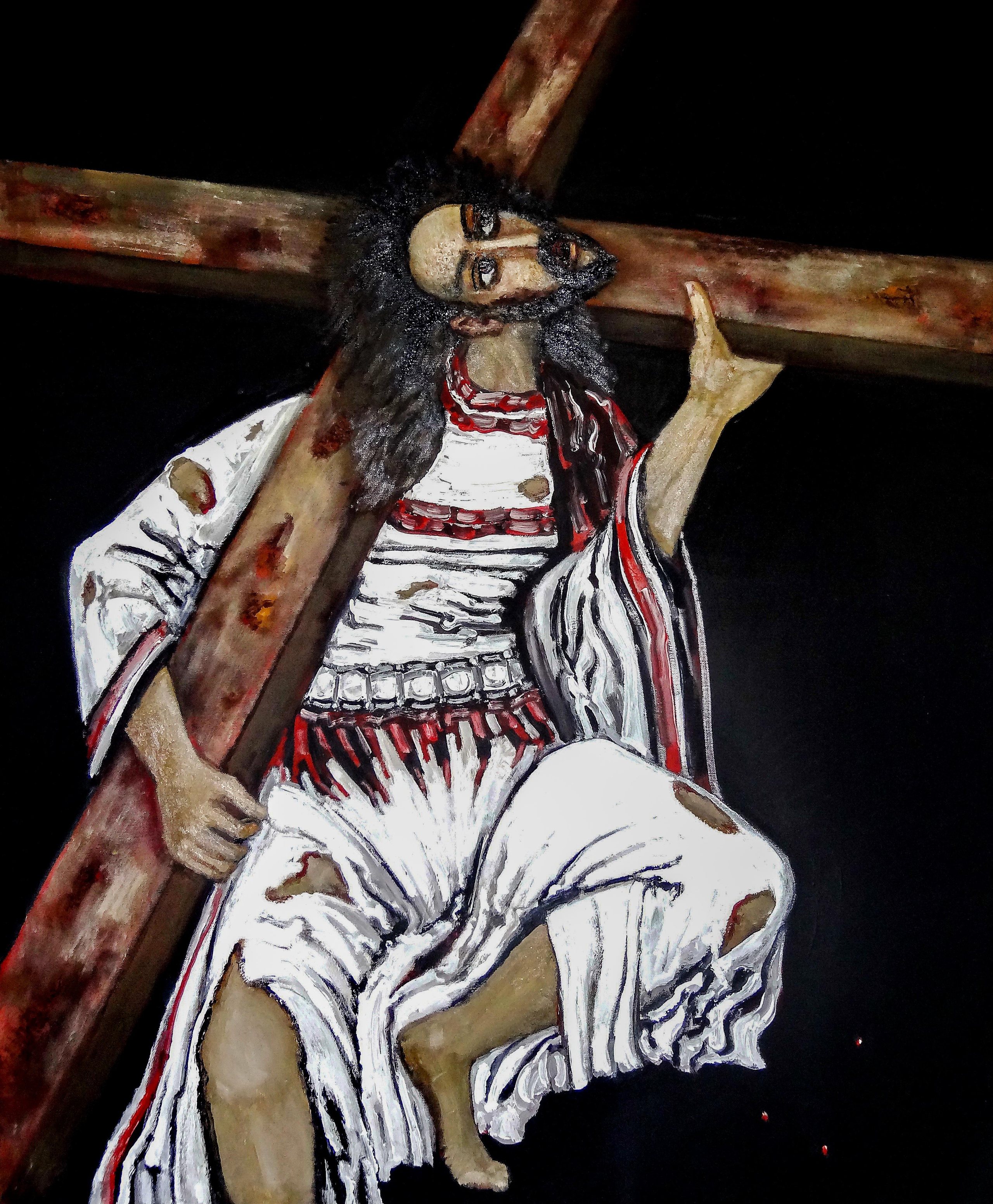 Carrying the cross. 2016 Canvas, oil, acrylic. 120X100cm. Art. ...