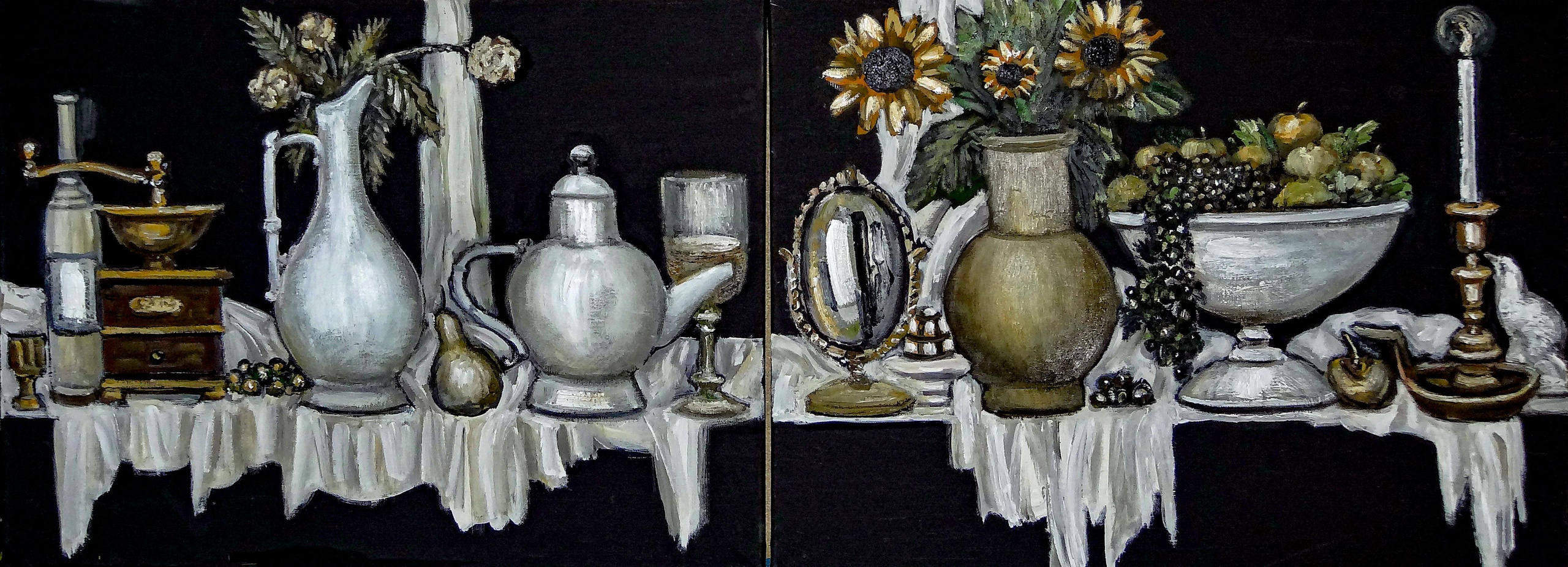 Evening still life №1. 2014 Canvas, oil, acrylic. 160X60cm. Art. ...