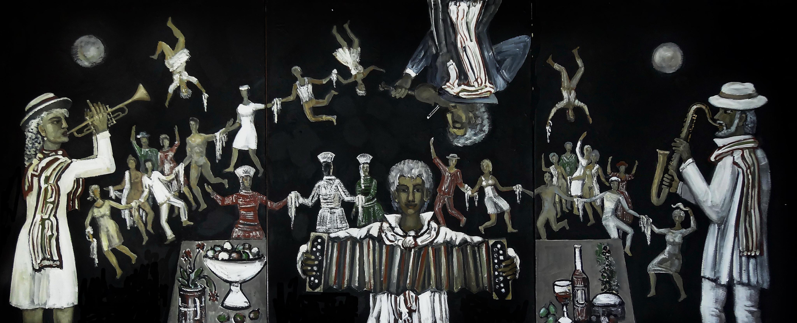 Evening music (triptych).. 2015 Canvas, oil, acrylic. 100X240cm. Art. ...