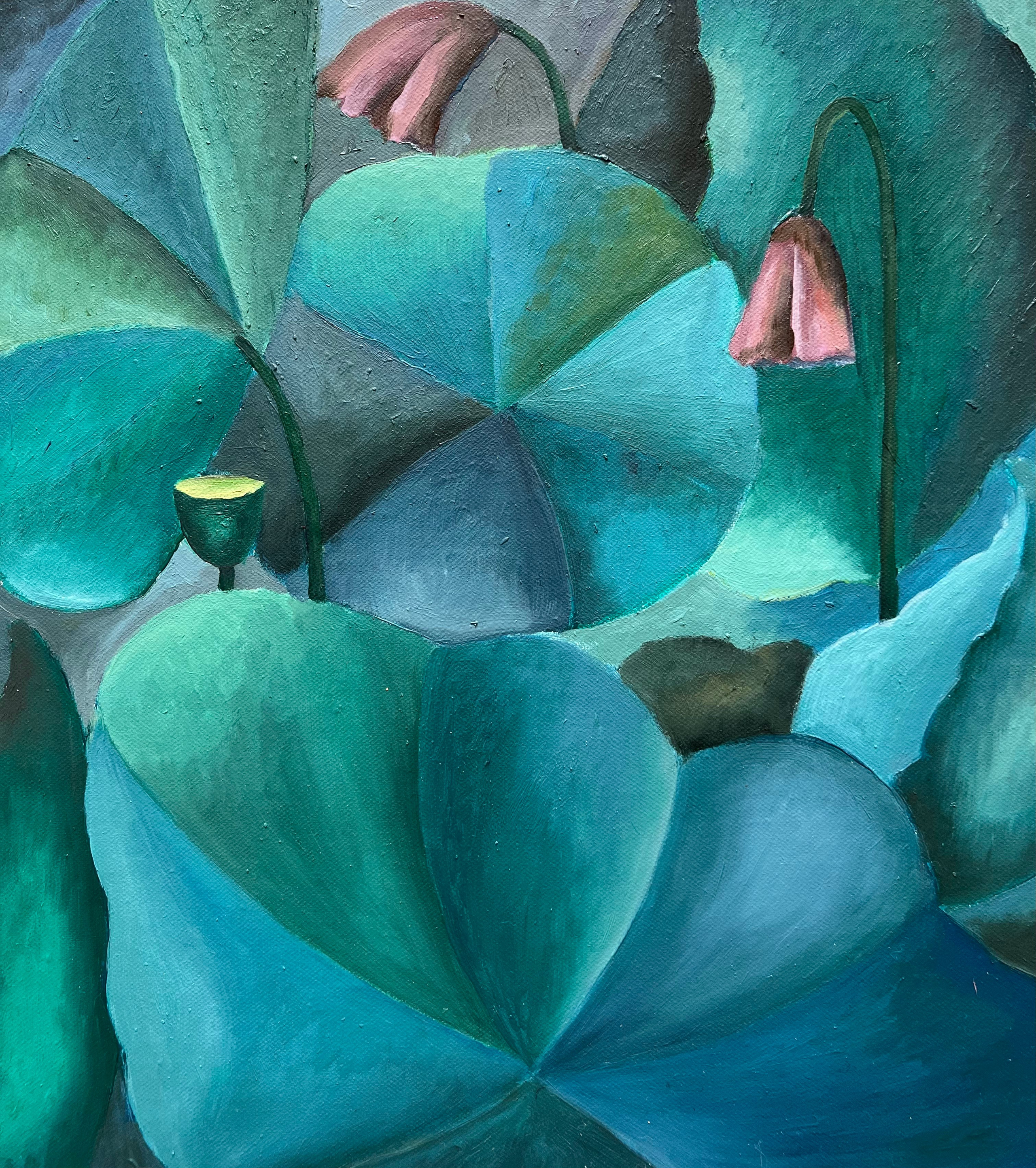 Water Lillies 11. Oil on linen.  40 x 35 cm 2024