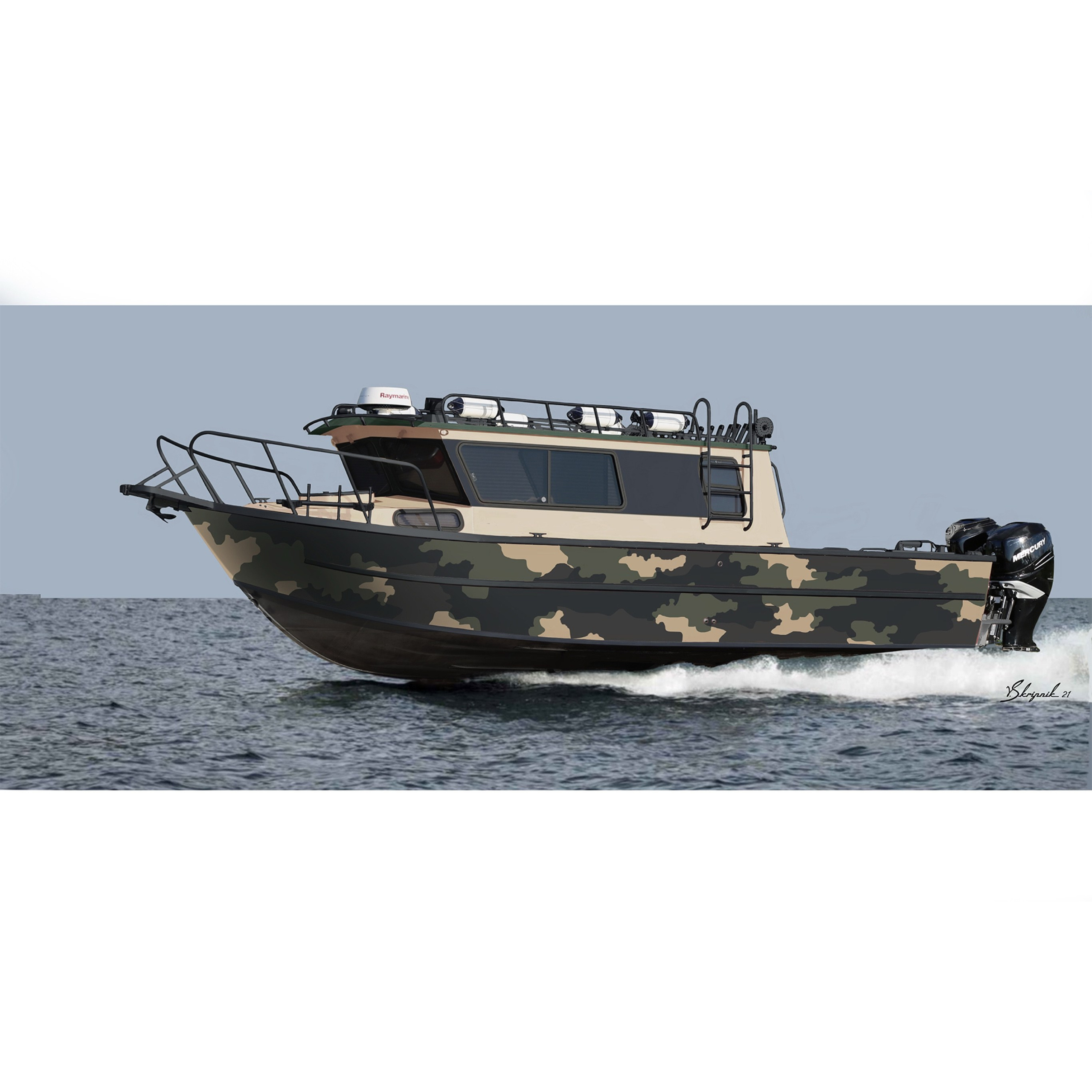 Дизайн персонализации Алюминиевого катера Weldcraft Cuddy King 300 OS. Design Yachts and Cars