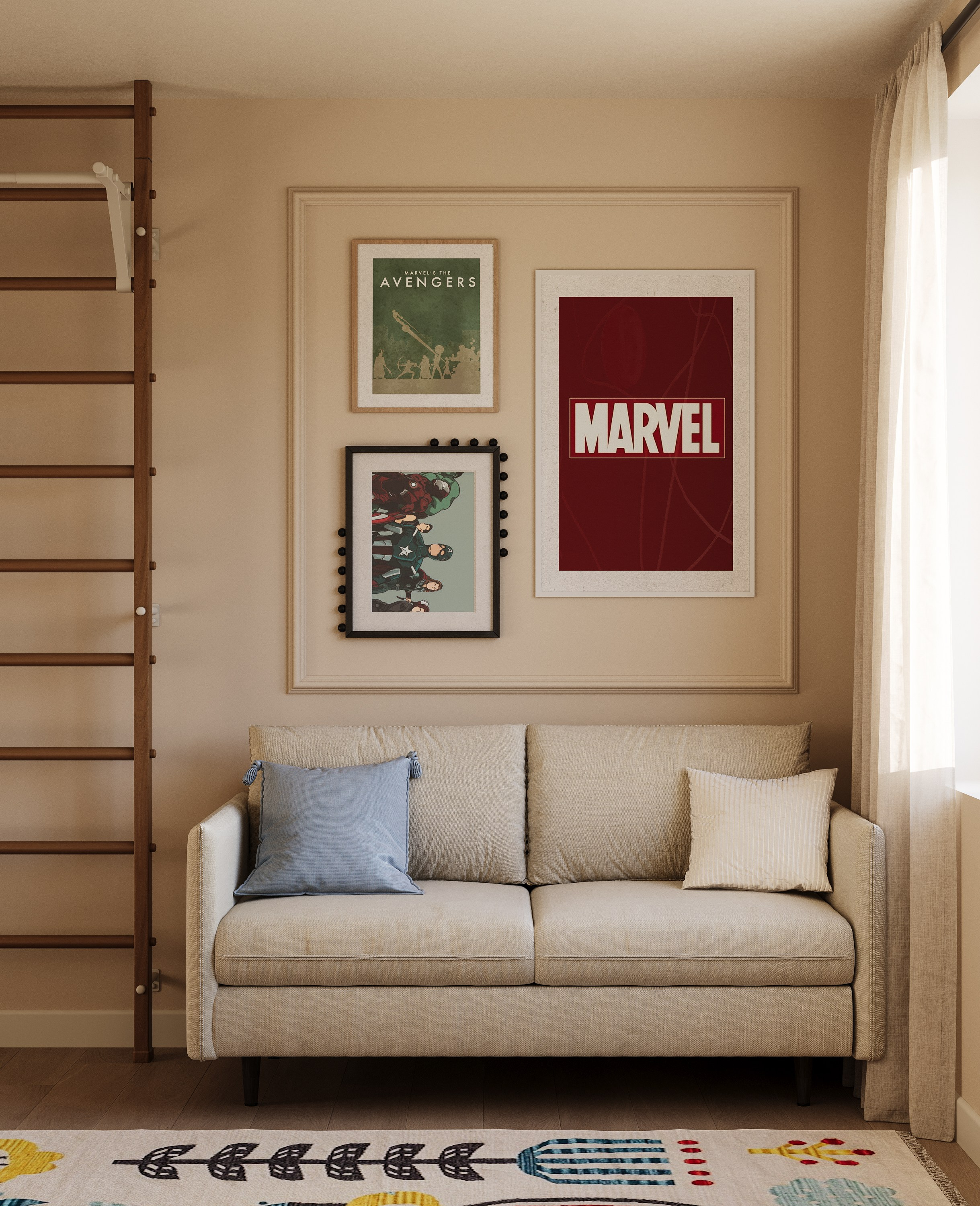 3д визуализация детской комнаты для мальчика марвел