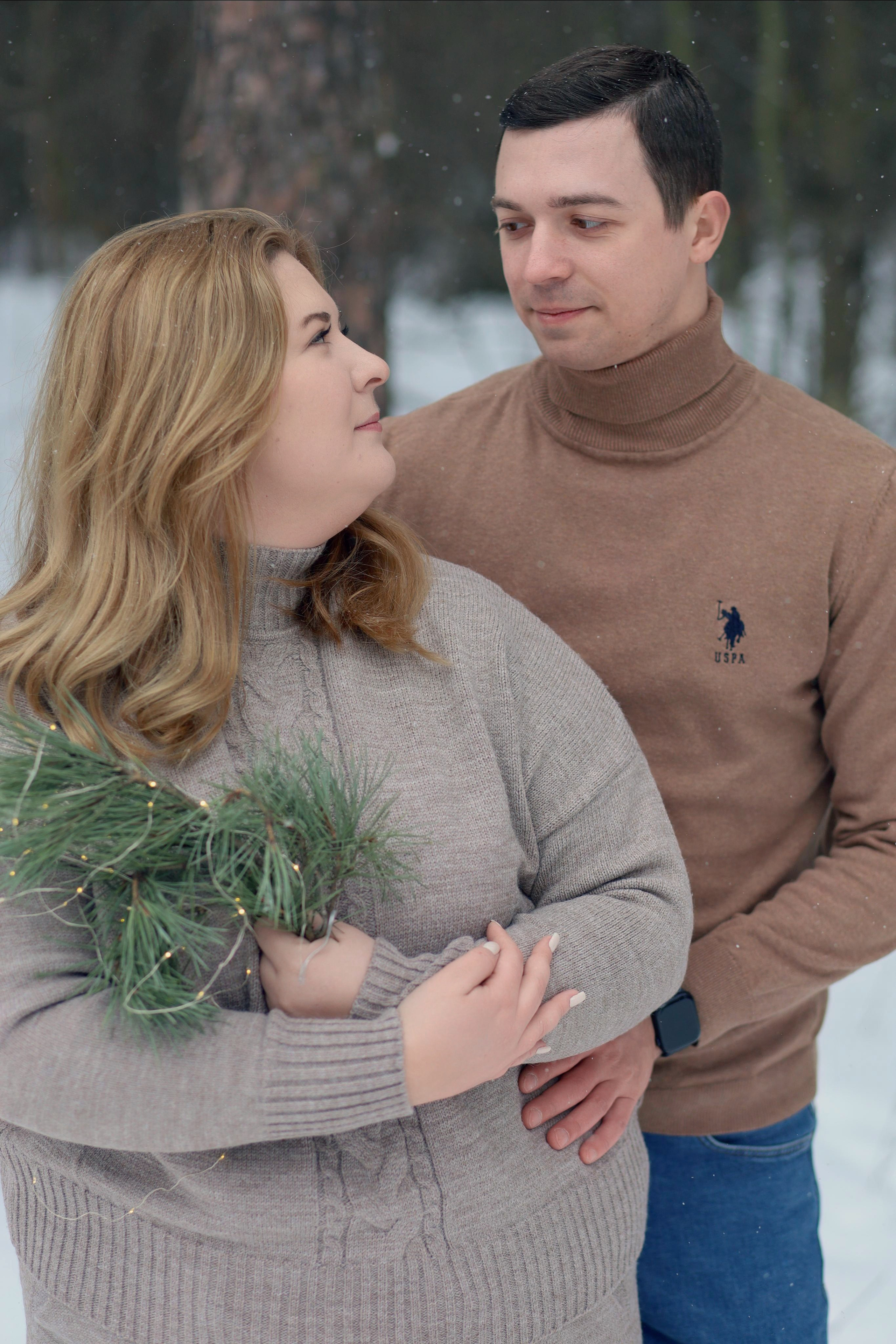 Зимнее Love story: Фотосессия в бежевых оттенках. Семейный фотограф в Москве 📸