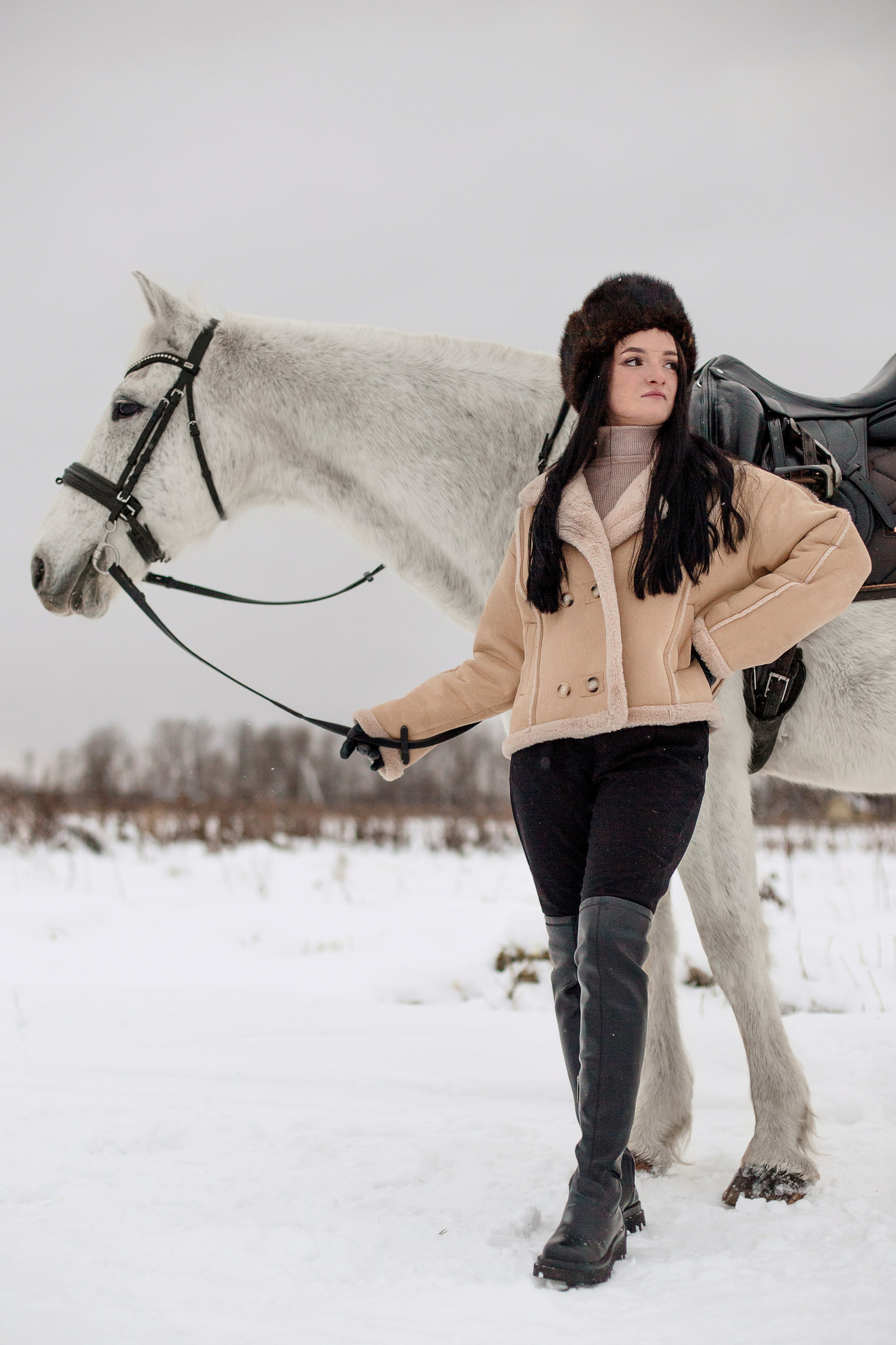 Фотосессия в дубленке зимой