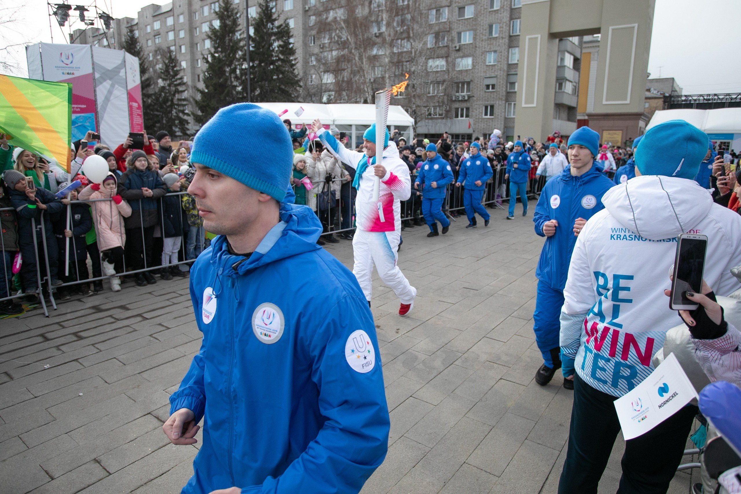 Встреча эстафеты огня Универсиады. Площадь Мира. Красноярск
