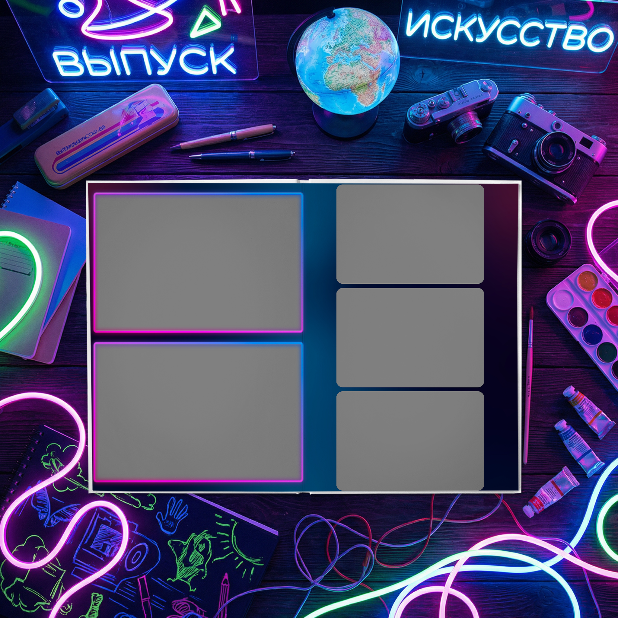 010 Neon. Дизайны, psd шаблоны школьных и выпускных альбомов и обложек