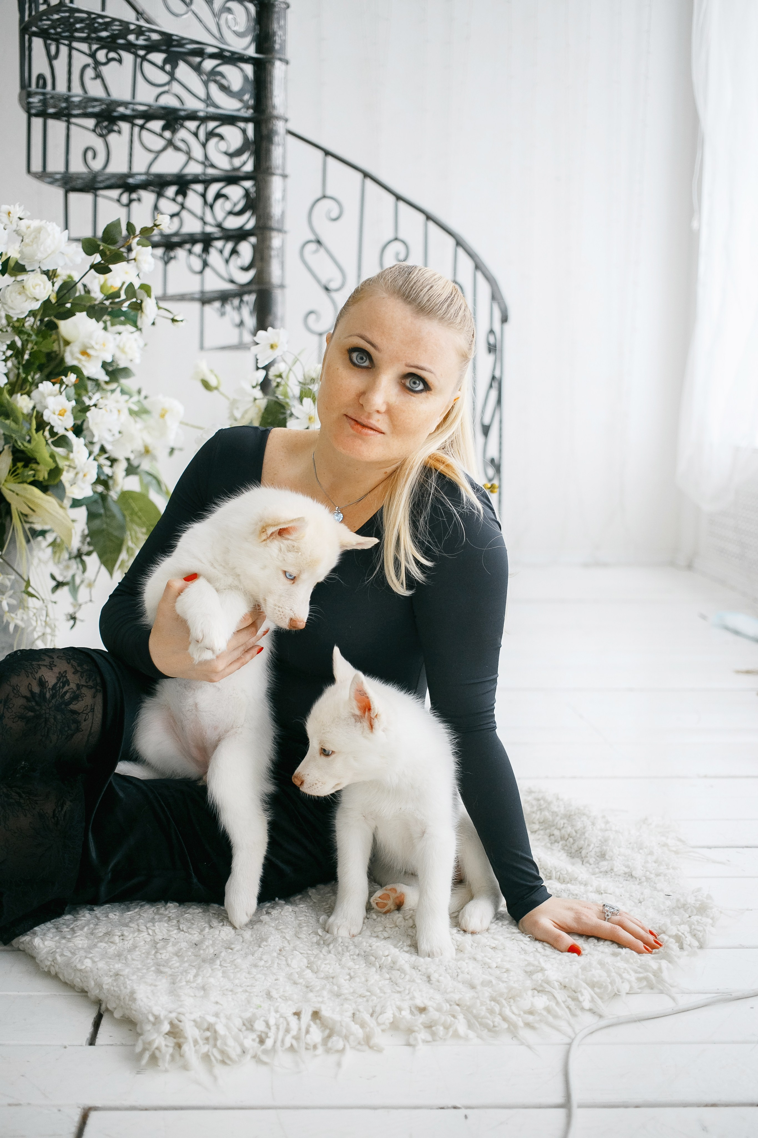 Весенняя фотосессия с щенками Хаски. Фотограф Сергей Логинов