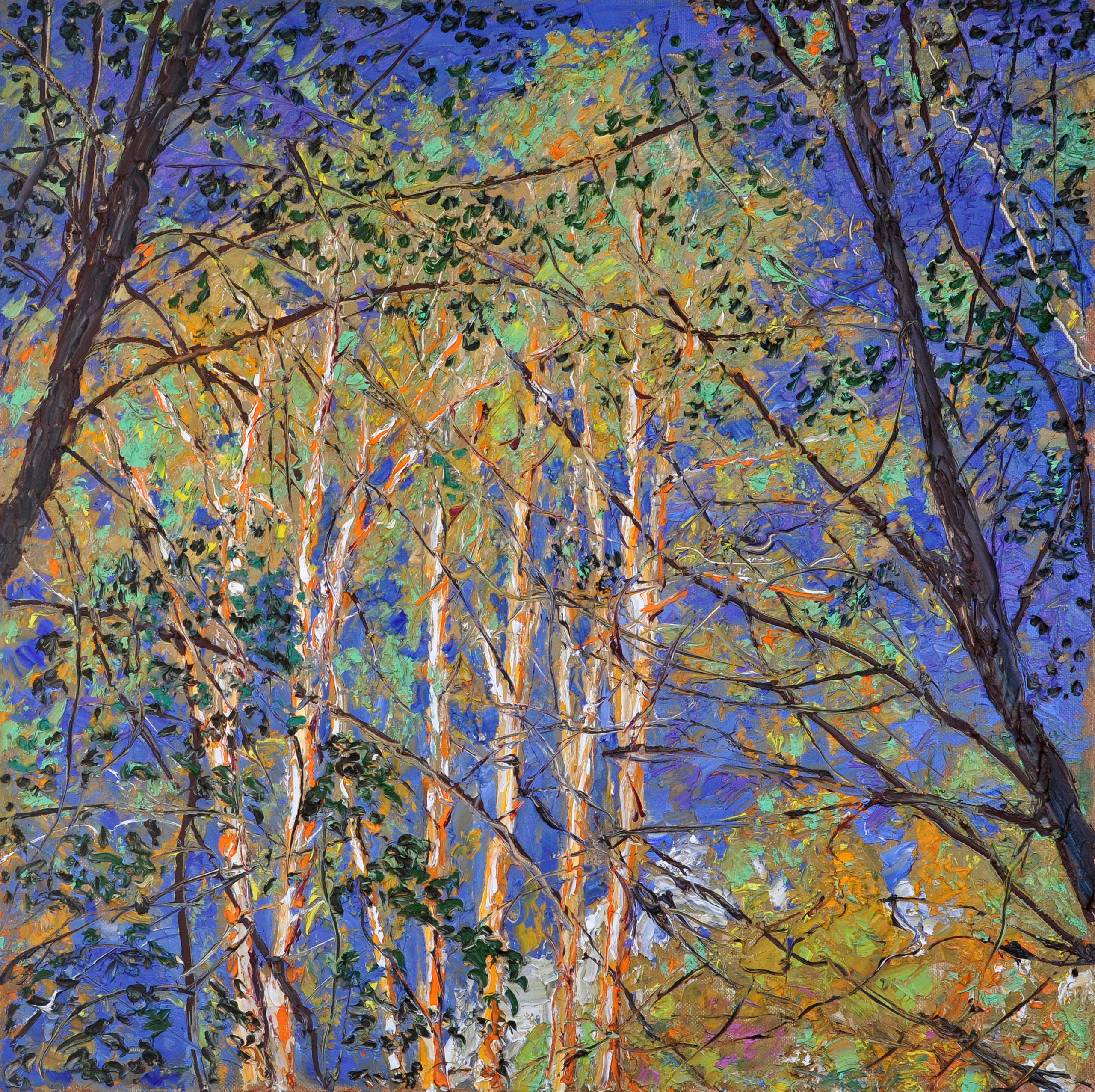 "Весенние кроны" холст, масло, 100Х100см., 2022 год