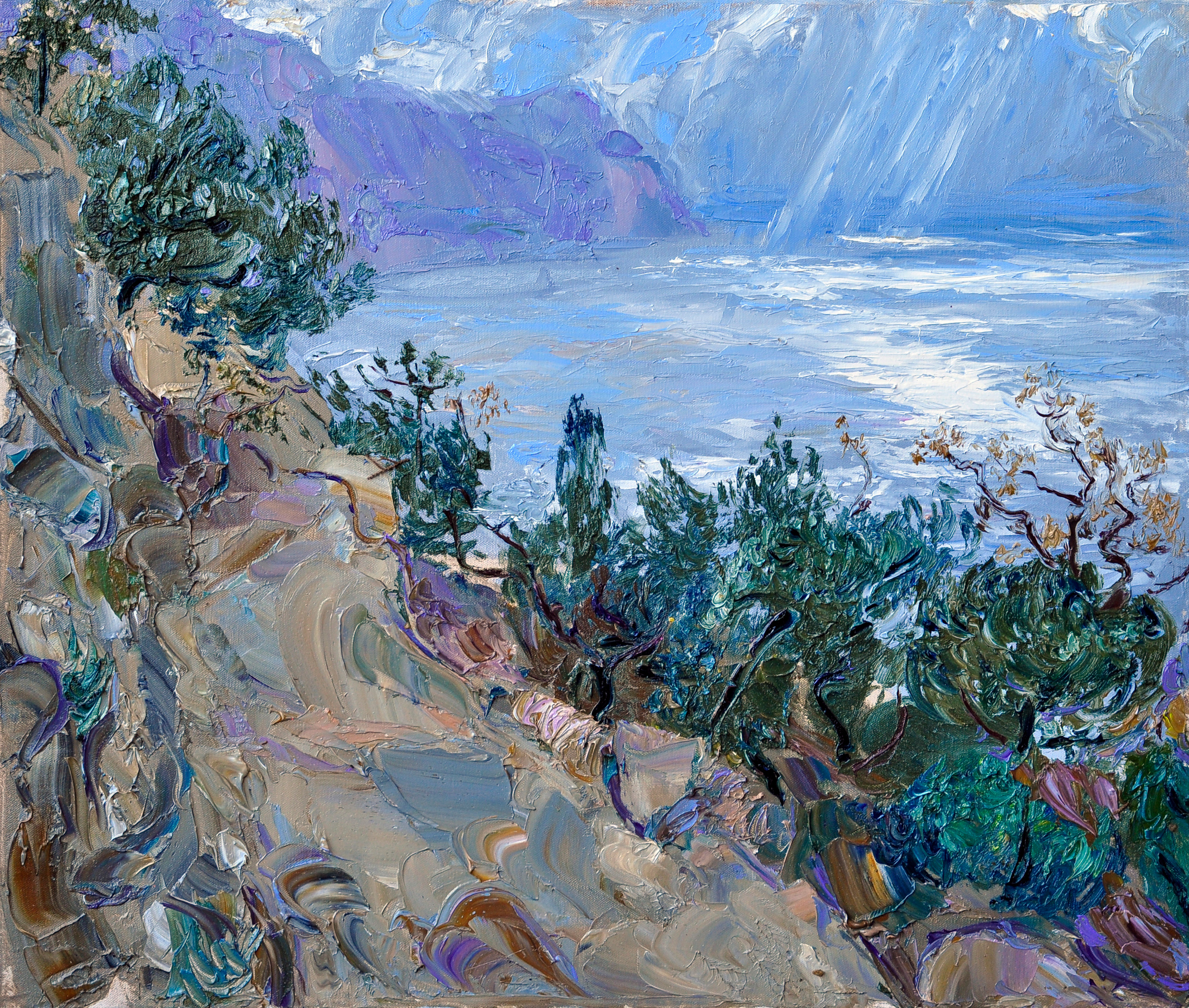 "Лучи сквозь облака" холст, масло, 50х60см., 2020 год