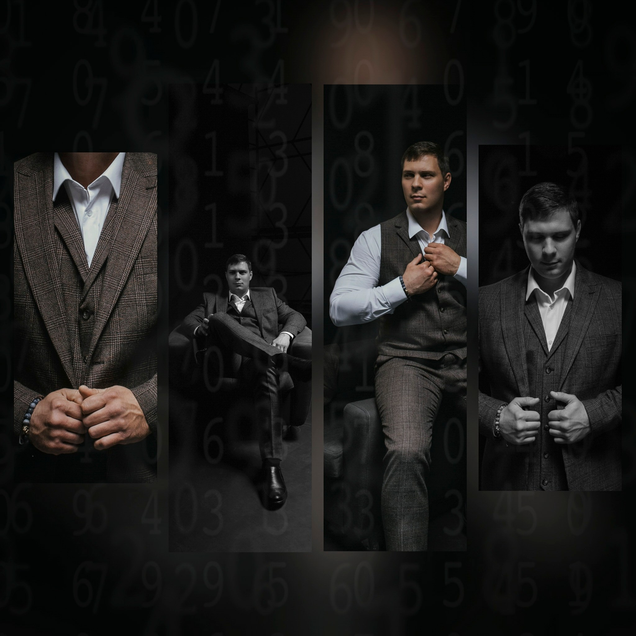 мужчина поправляет пиджак