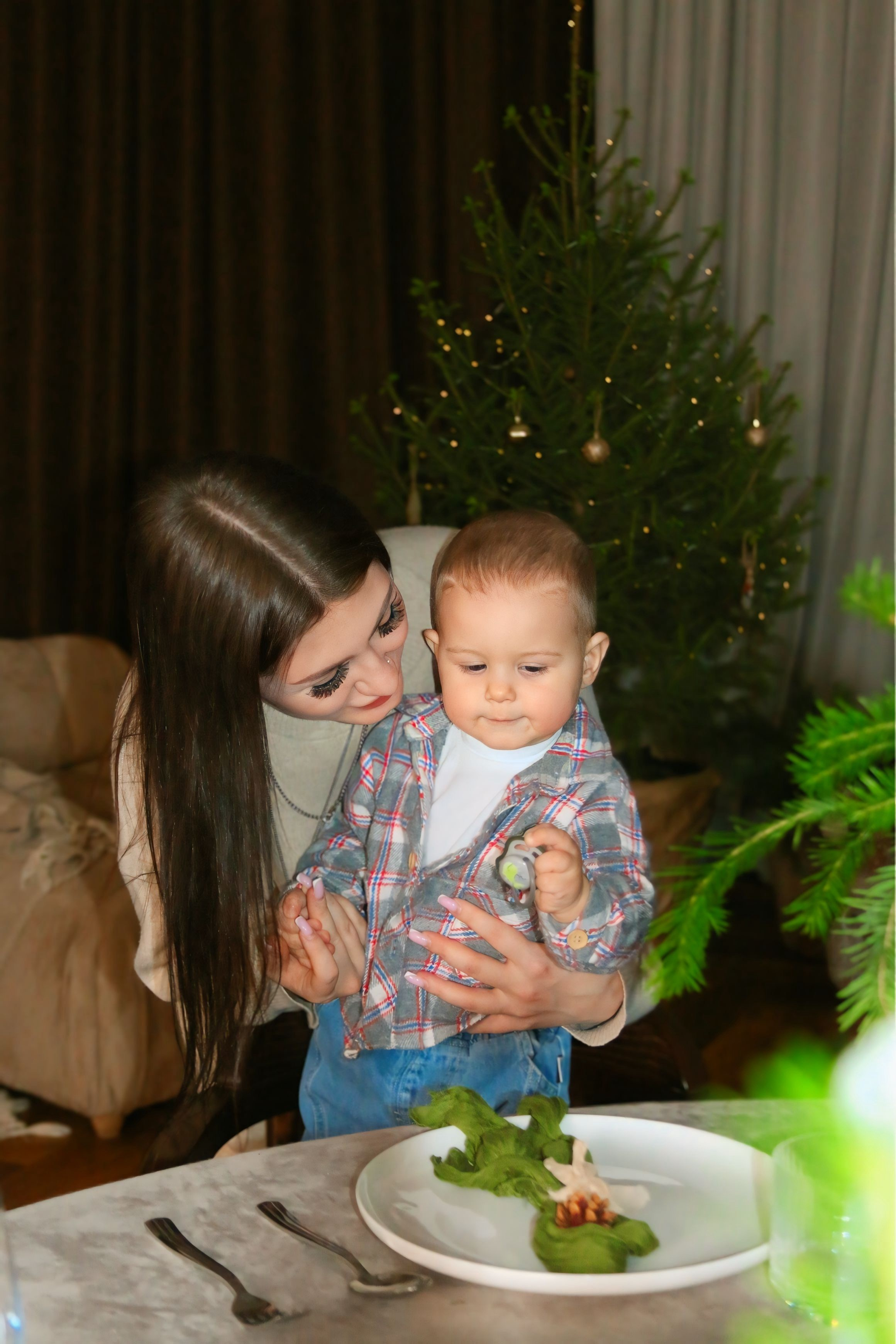 Новогодняя фотосессия мамы с сыном