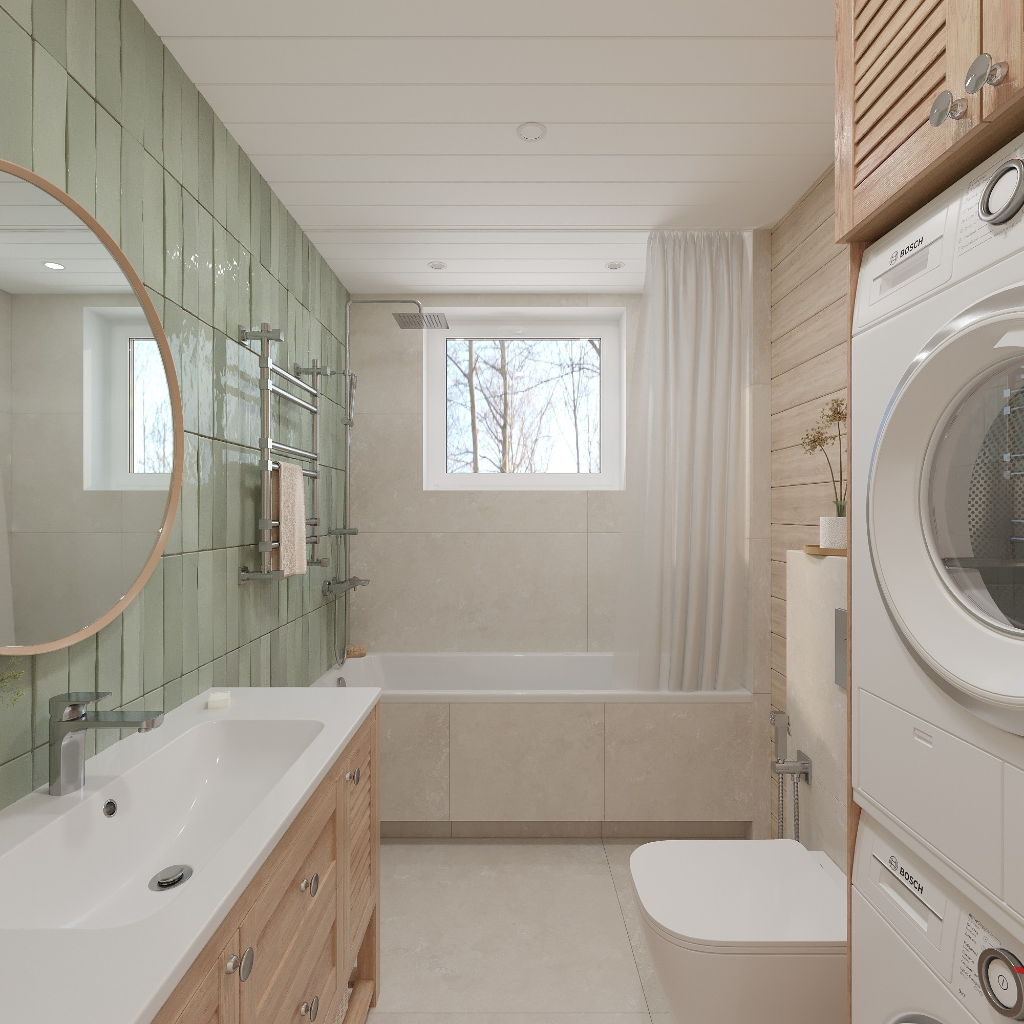 Дом из бруса в стиле джапанди с. Прохладное. Дизайн интерьера / Дизайн-проект / Лебедь Юлия