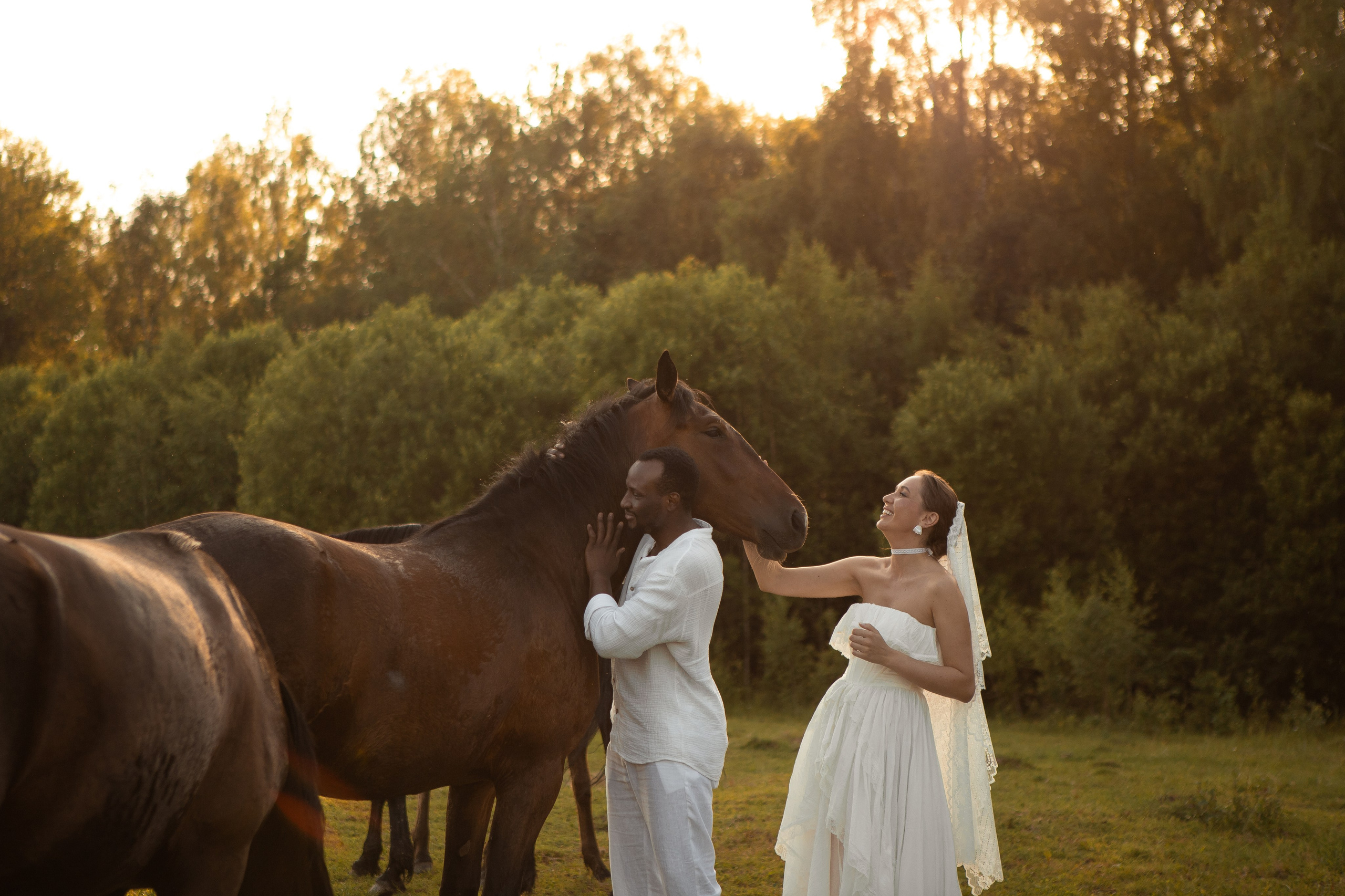 Свадебная фотосессия в Москве и Подмосковье. Свадебная фотосессия с лошадьми. Необычная фотосессия. Идеи для фотосъемки. Фотосессия на улице. Лучший фотограф Москвы.