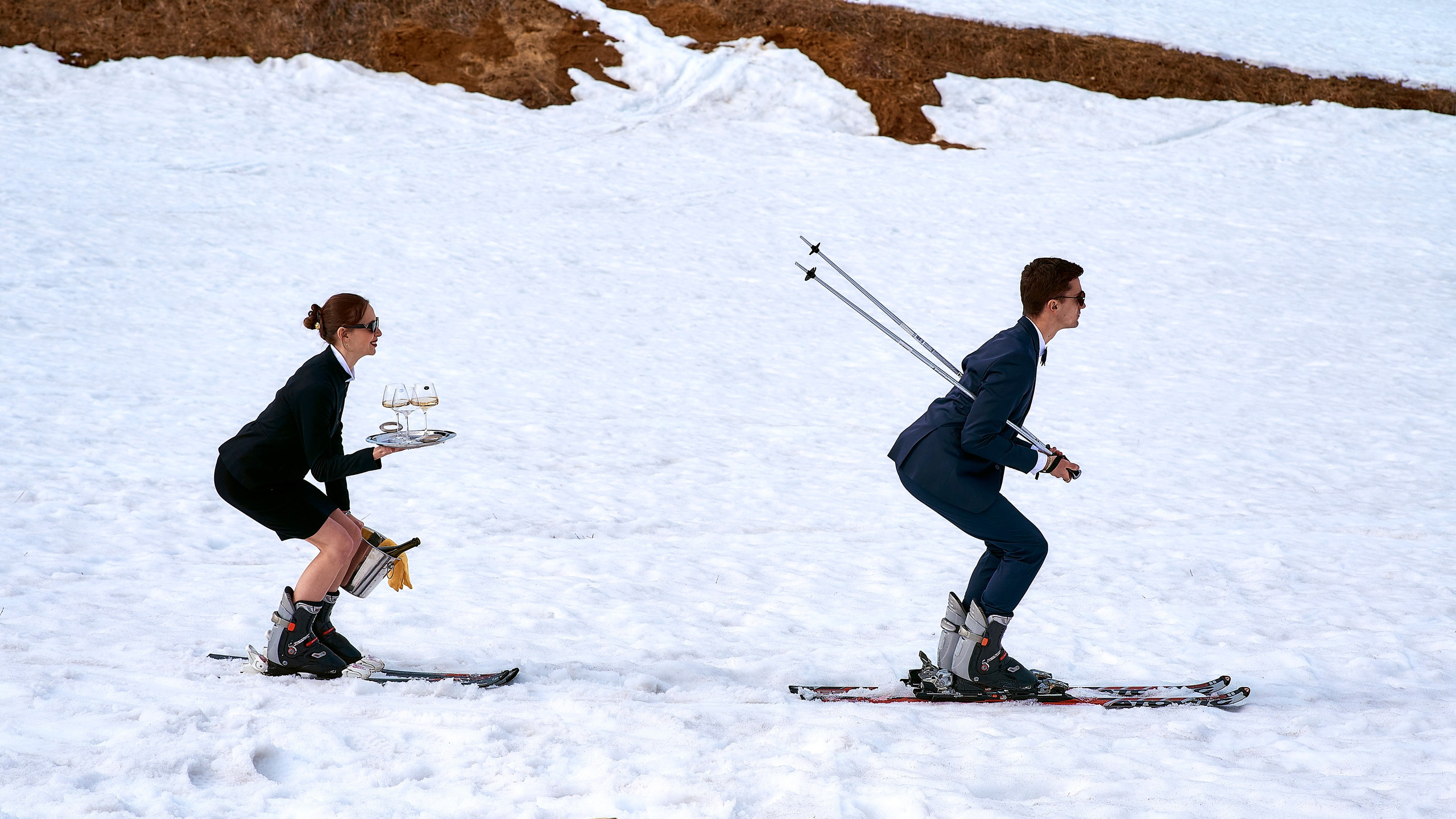 Шампанское на горных лыжах. Свадебный фотограф в Санкт-Петербурге Славин Денис