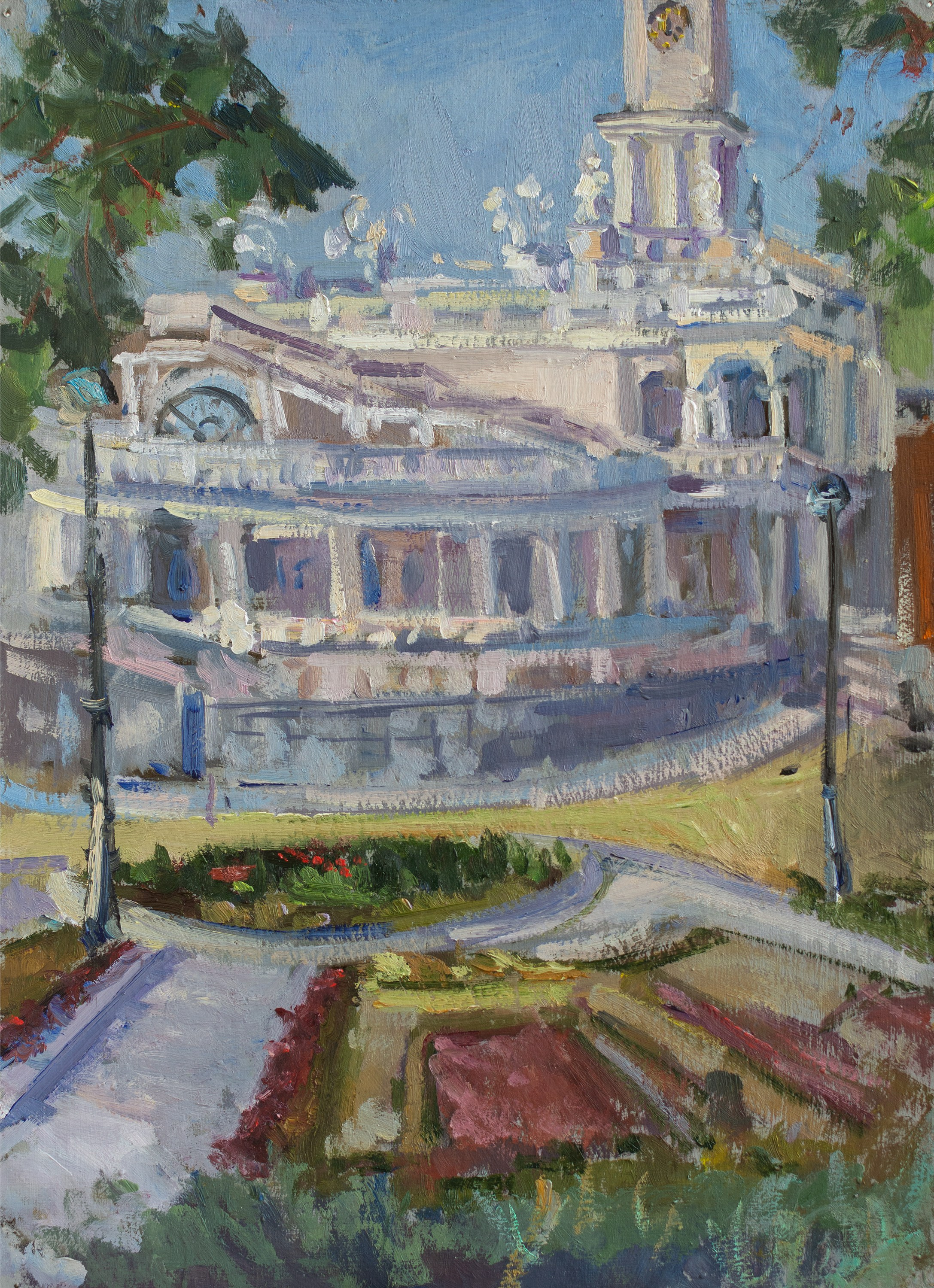 "Этюд. Северный речной вокзал " картон, масло 35х25 см, 2024