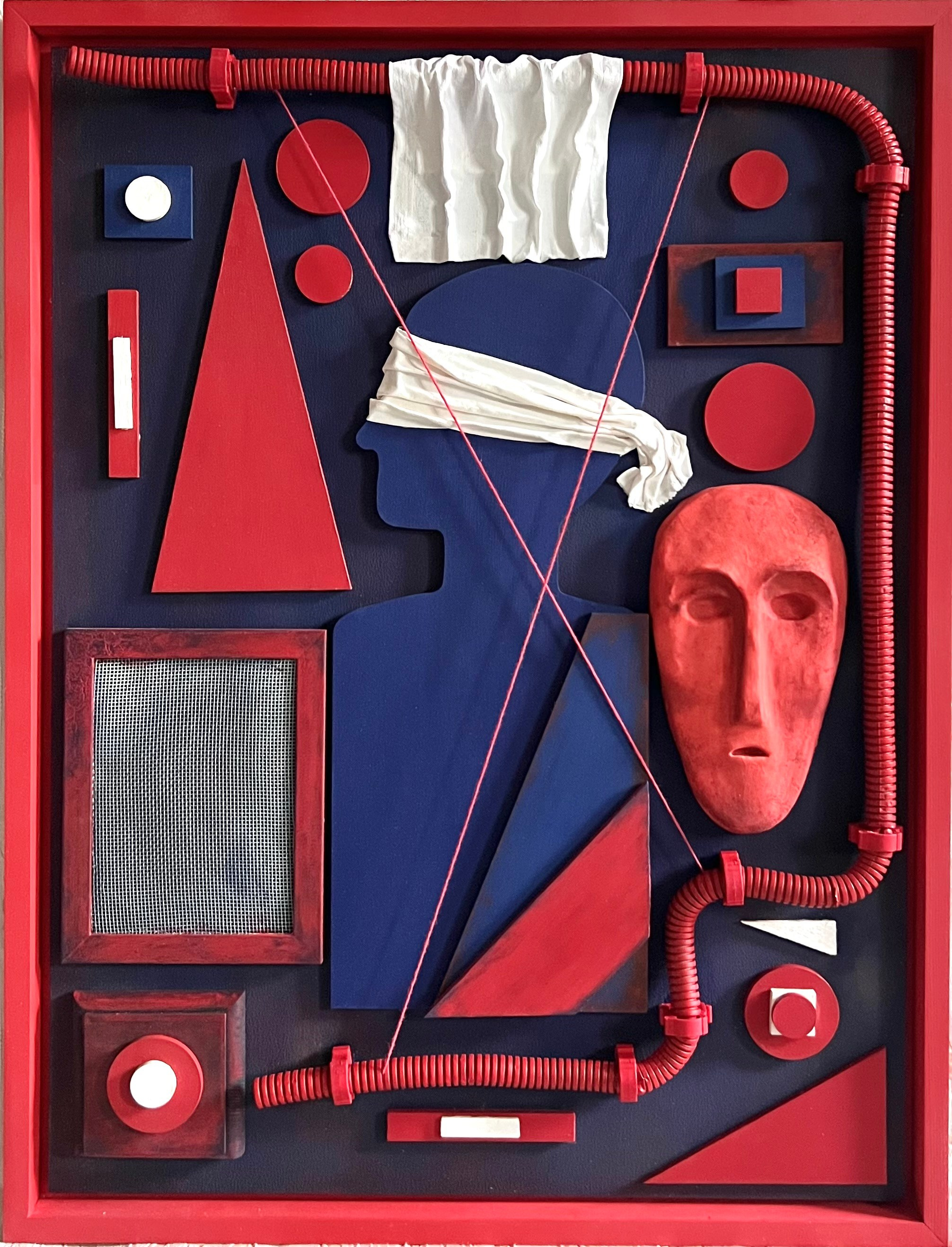 Кого ты за себя выдаешь? Ассамбляж в раме, 65х85 см, 2025 год