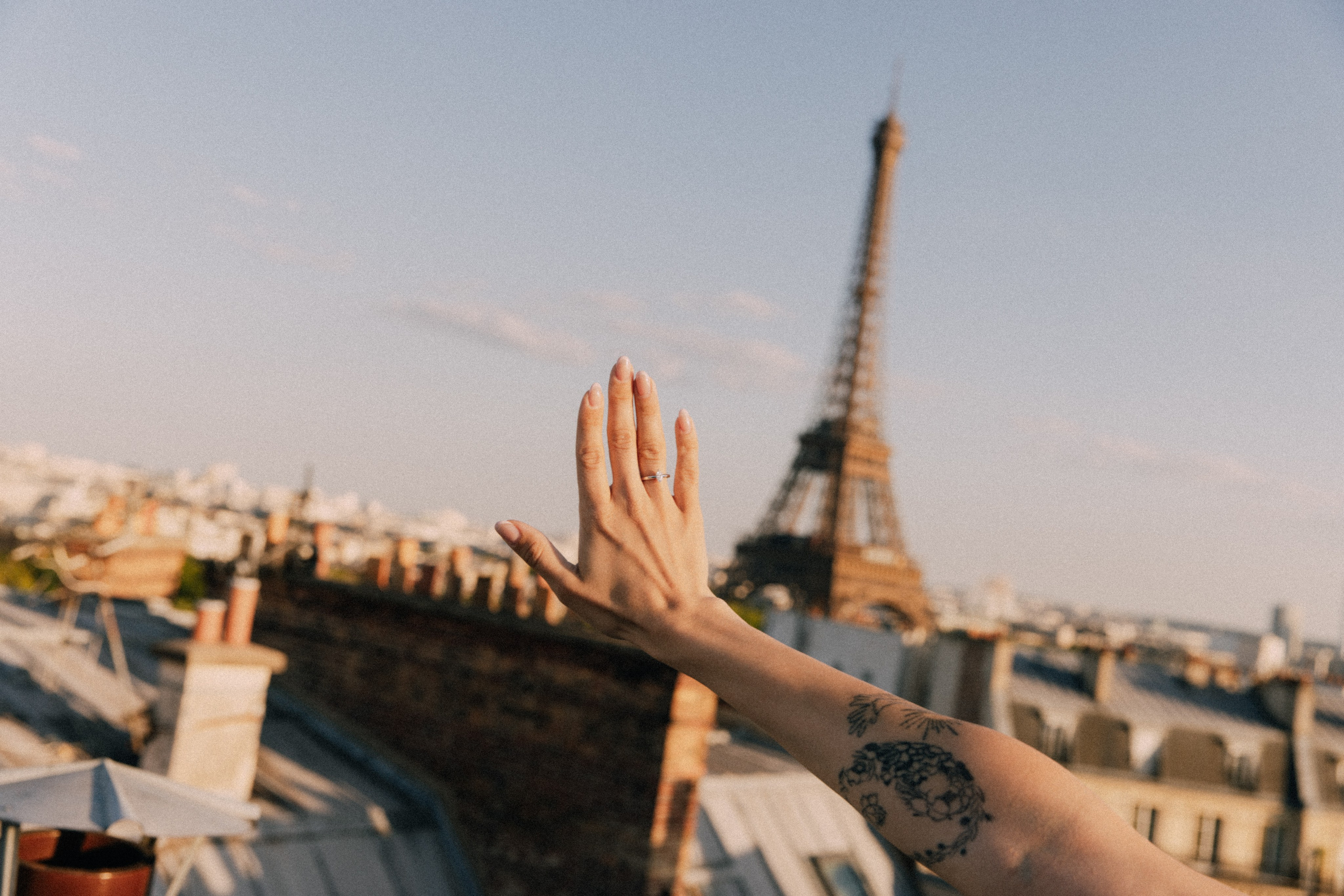 On the rooftops of Paris. Photographer in Paris