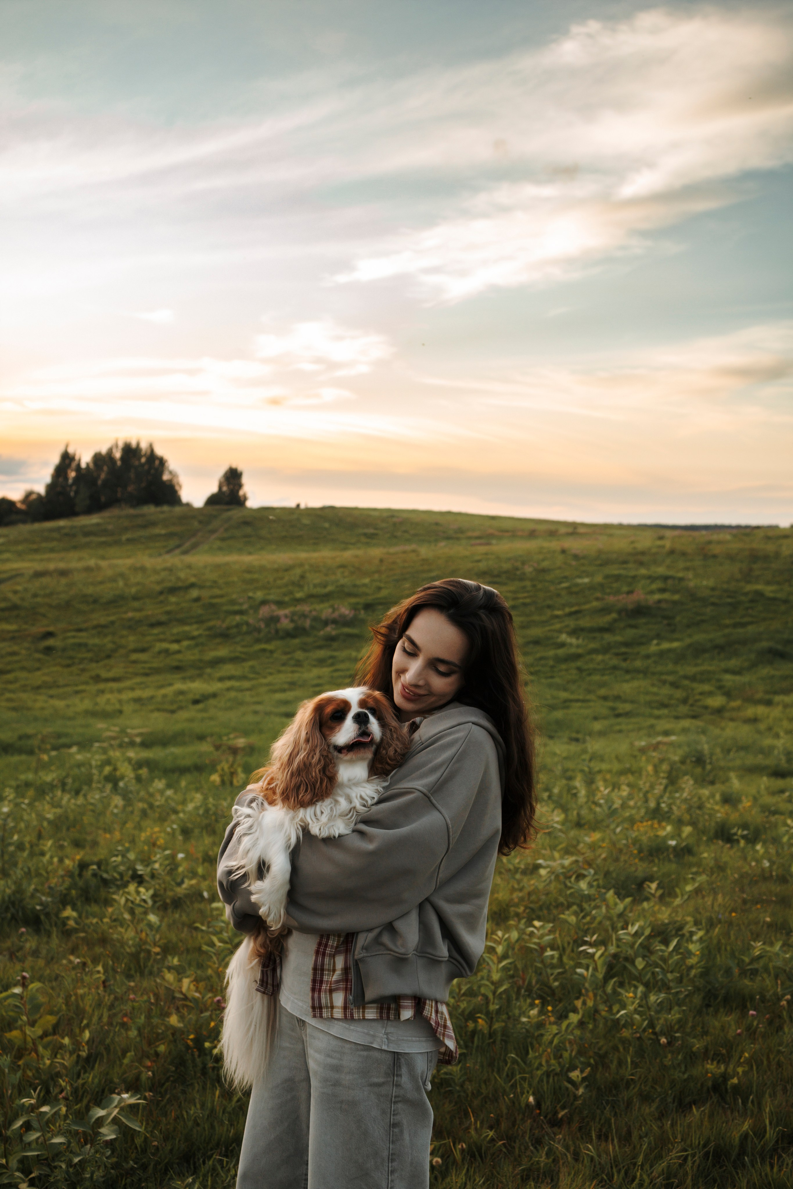 На закате Катерина, Луна и Рикки. Фотограф-анималист в Санкт-Петеребурге Титова Алиса