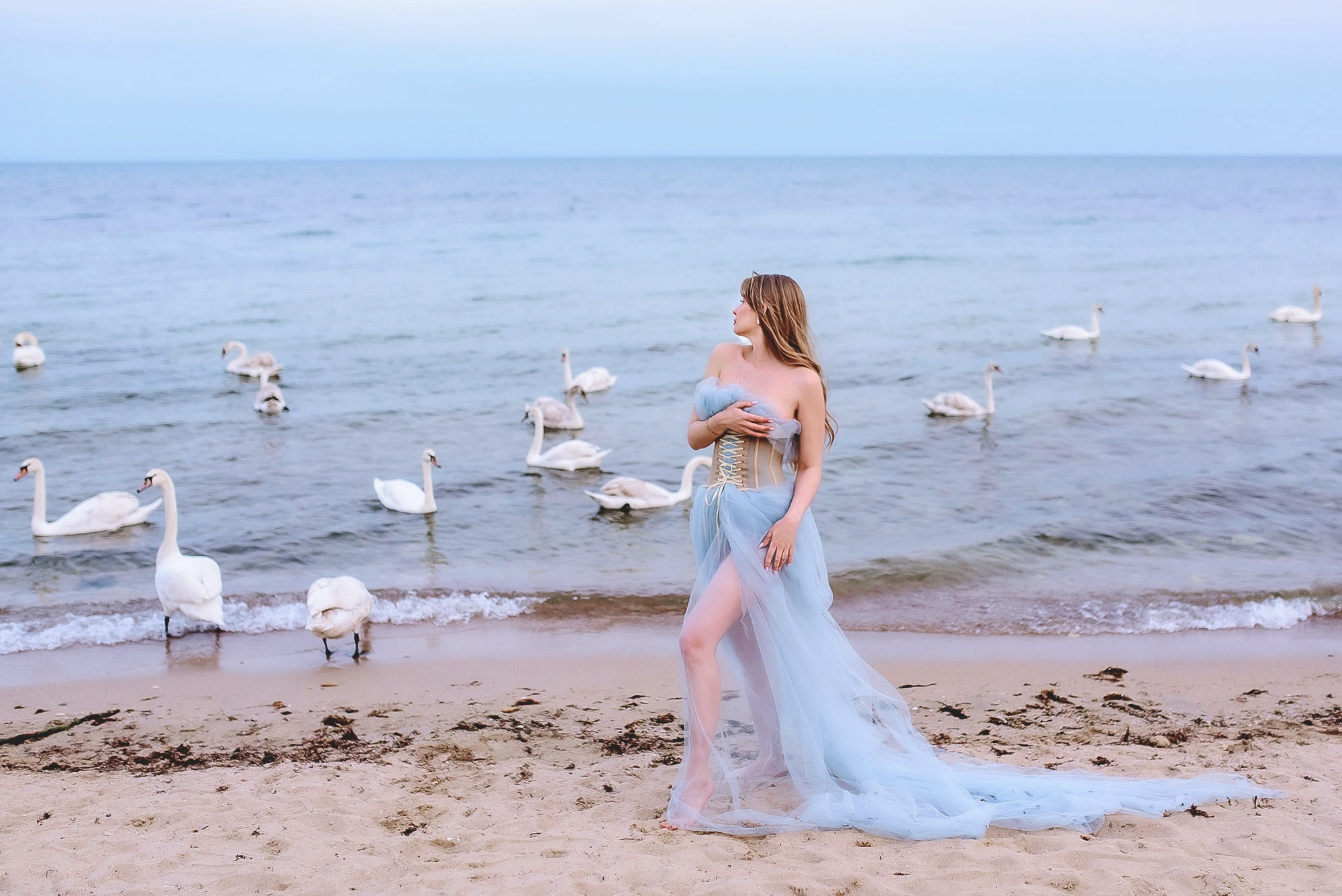 фотосессия на море, фотосессия на берегу моря, фотосессия на природе, фотосессия для девушки, женская фотосессия, фотосессия с лебедями, женский фотограф