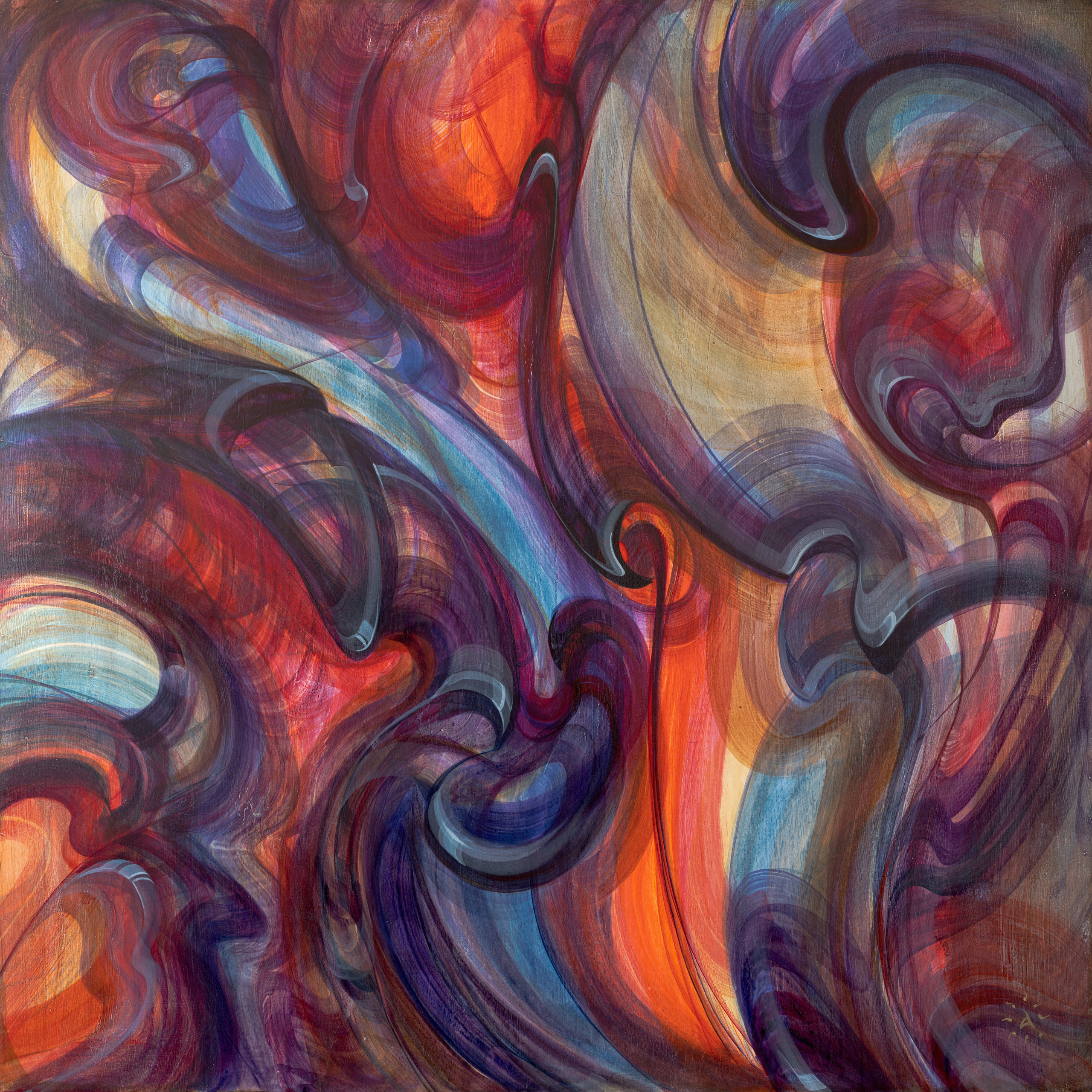 «Плацента» - художник Антон Фролов (дерево, темпера, 120x120 см, 2025)