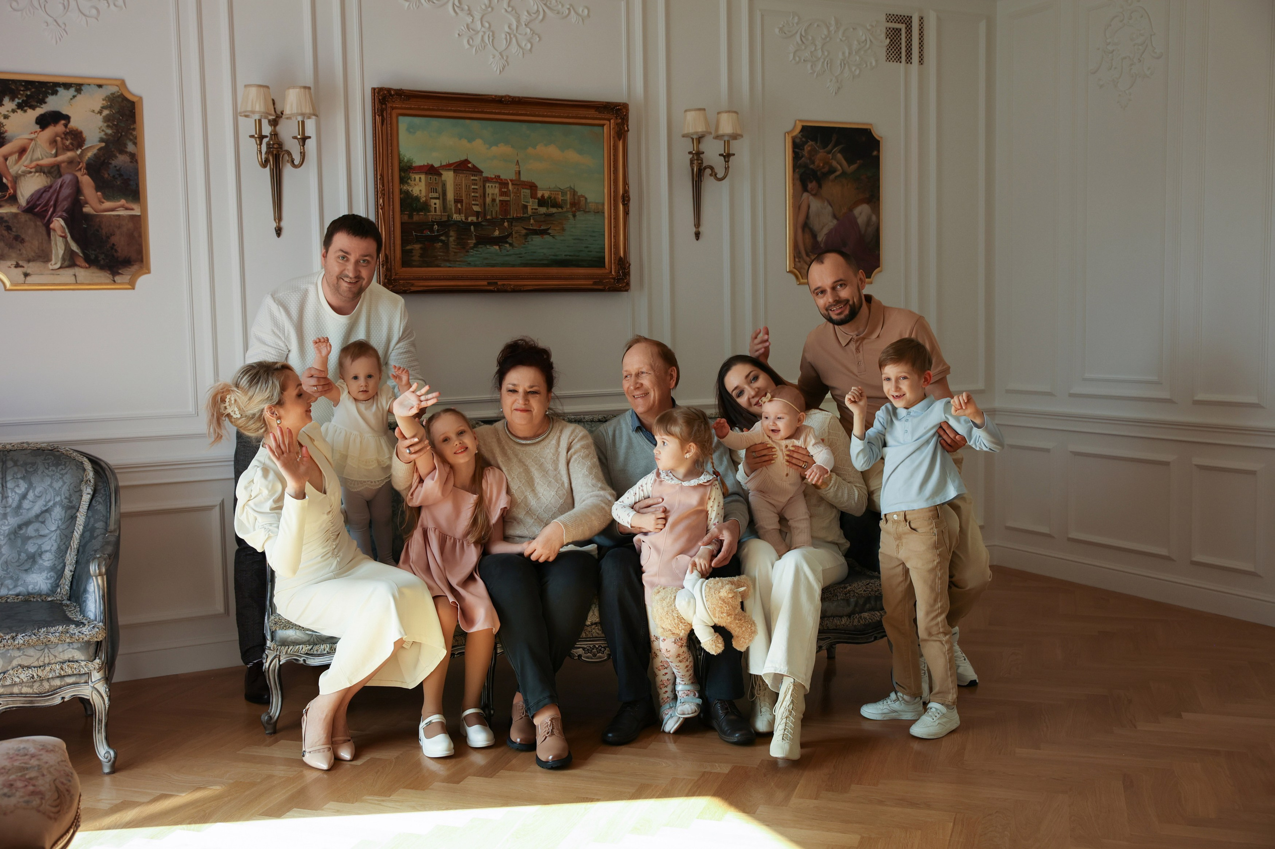 Семейная фотосессия большая семья фотосессия большой семьи фотосессия. Фотограф Владимир Москва