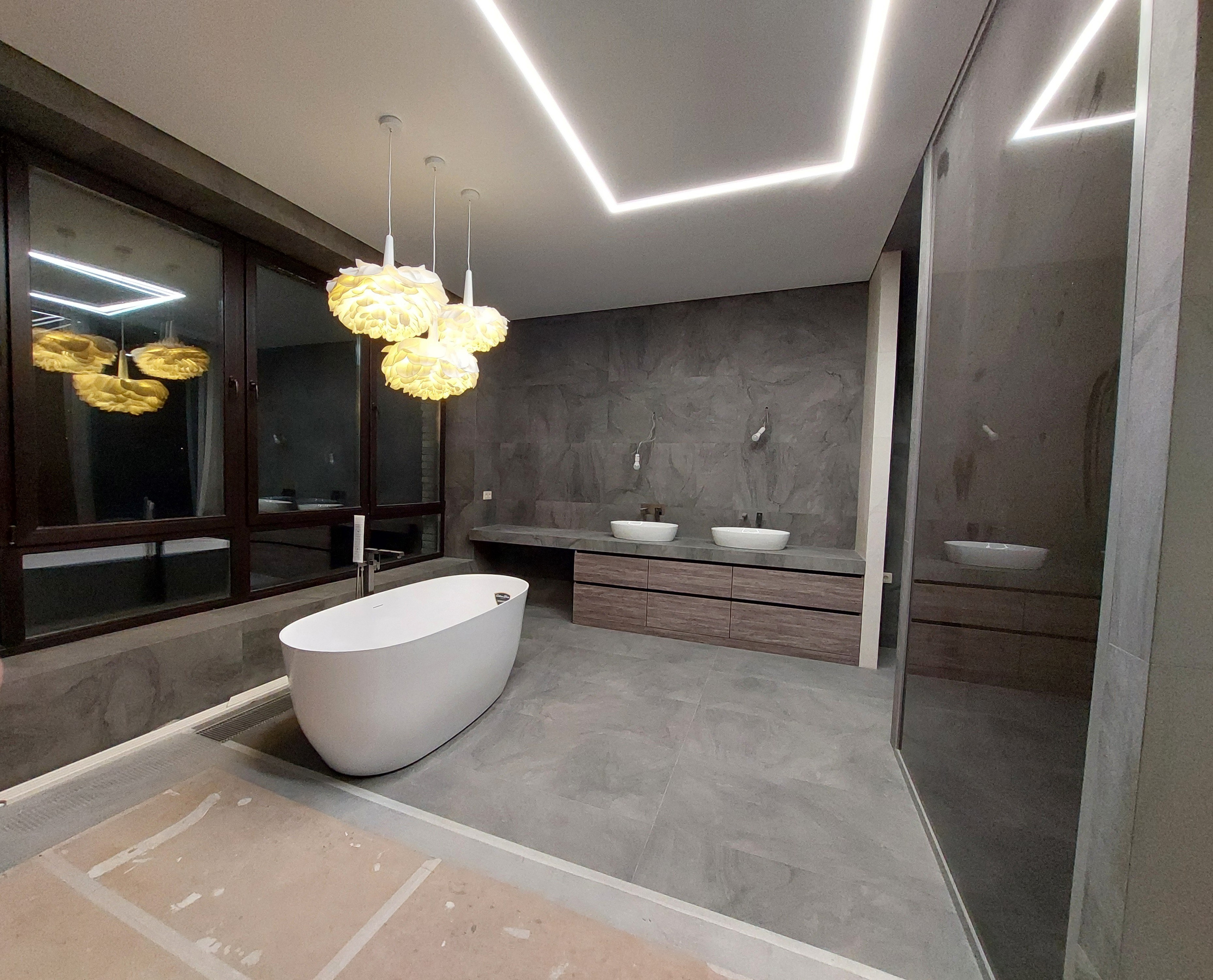 Ванная комната объекта МД-006 в Мещерском. Строительная компания «Милый дом» МД. Москва и Московская область