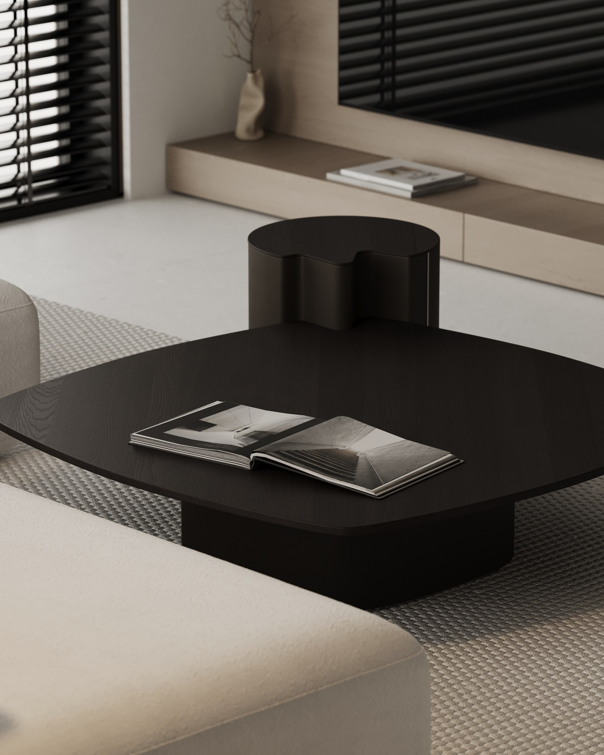 Living room and kitchen. Denis Konarev | Architectural Visualization Studio