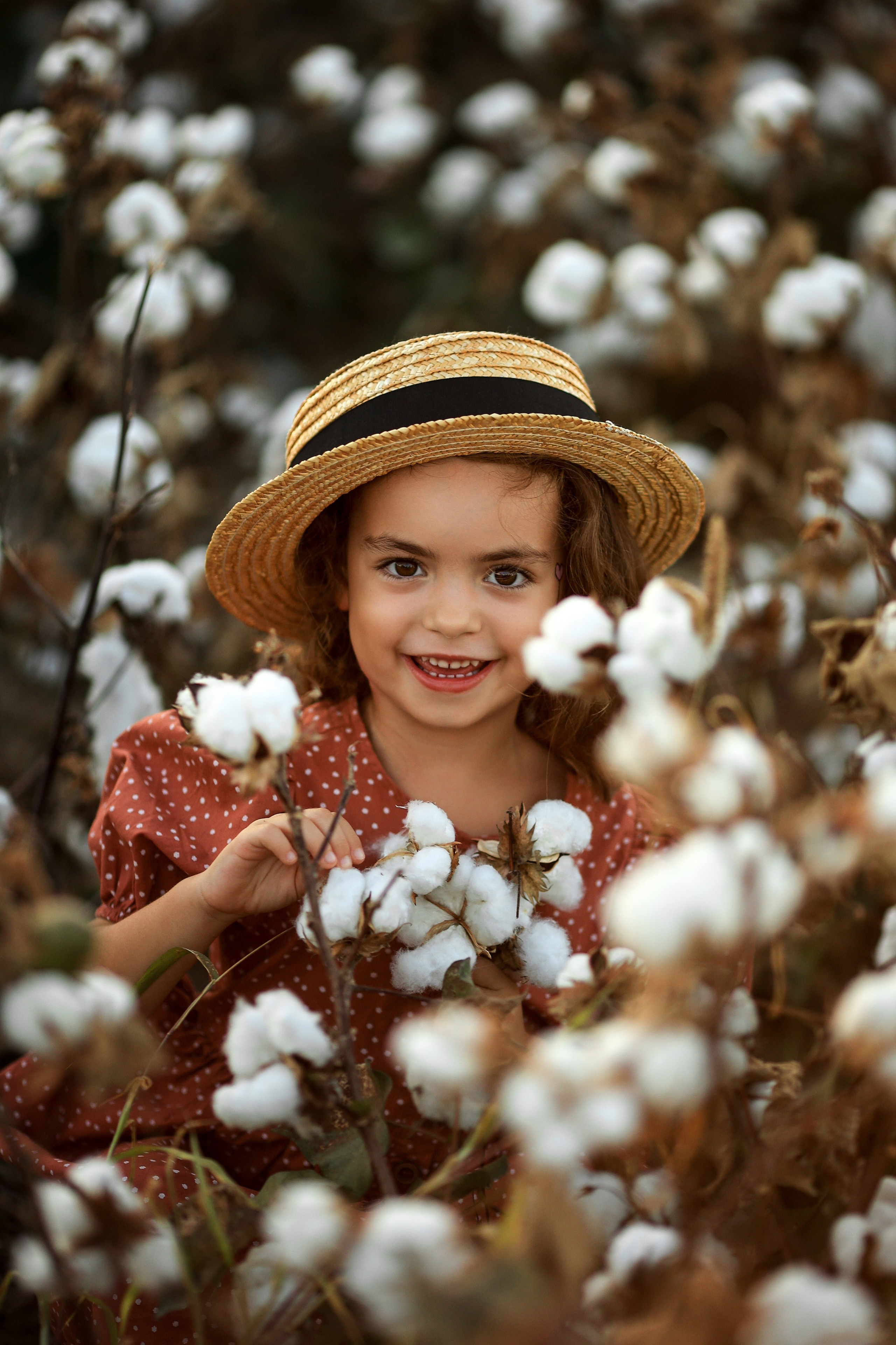 Photoshooting on cotton field