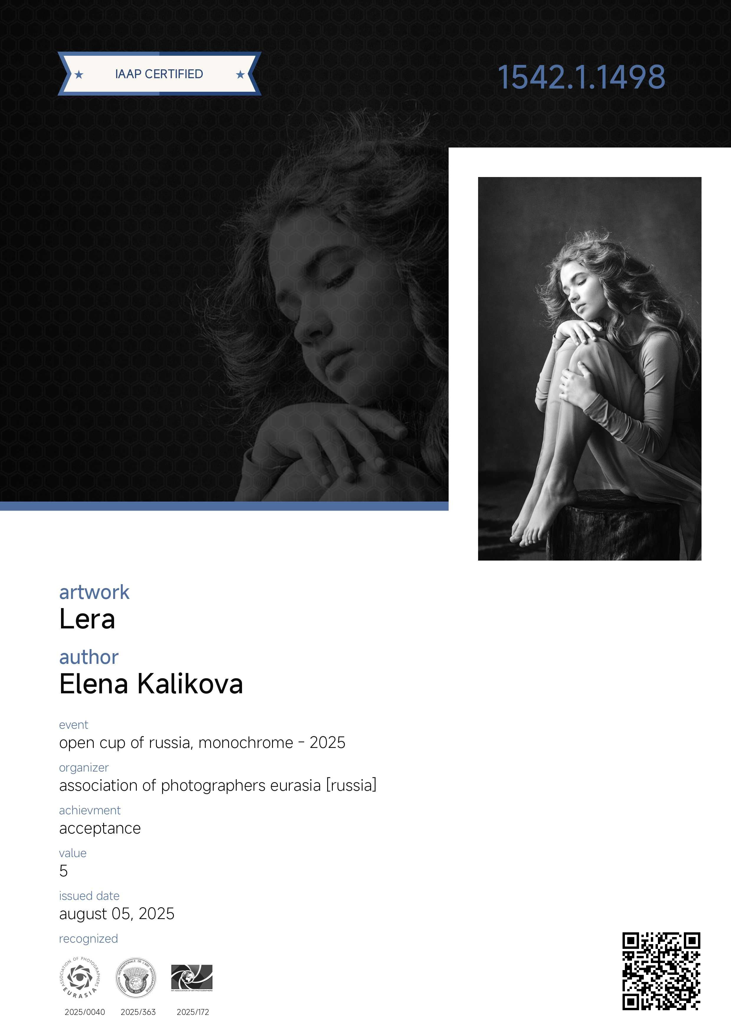 Дипломы и Награды. Семейный и детский фотограф в Екатеринбурге Каликова Елена