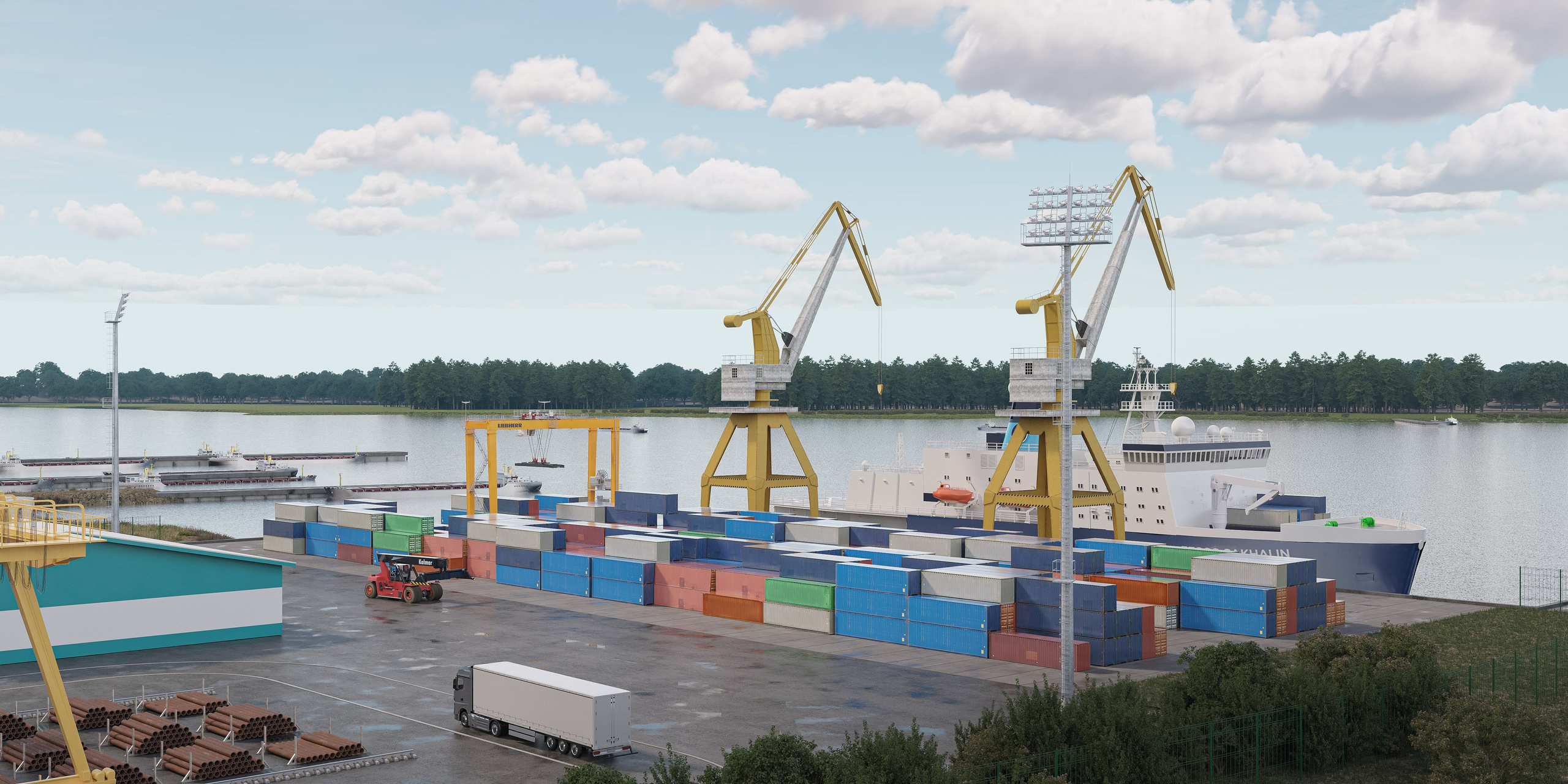 Порт с причалом, Мурманск. 3D визуализация интерьера и архитектурной среды