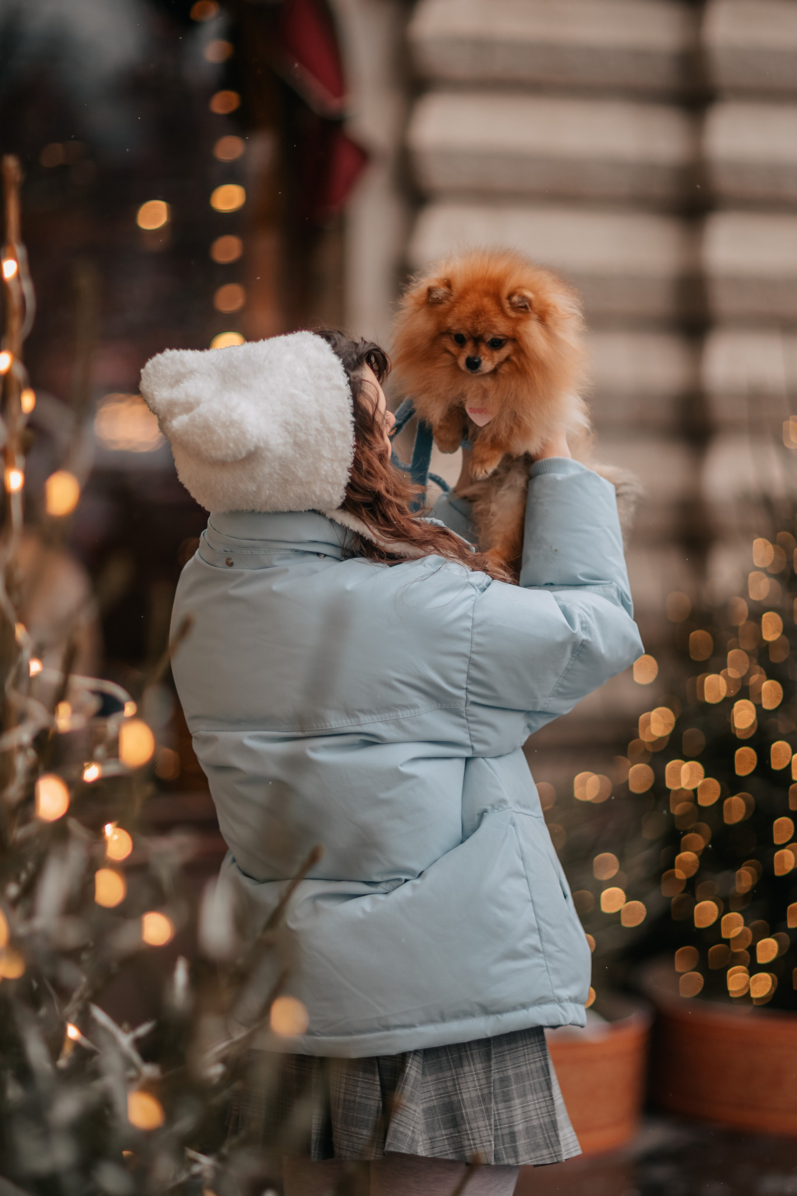 Тоффи и семья на новогодней ярмарке. Семейный фотограф анималист Мария Крючкова