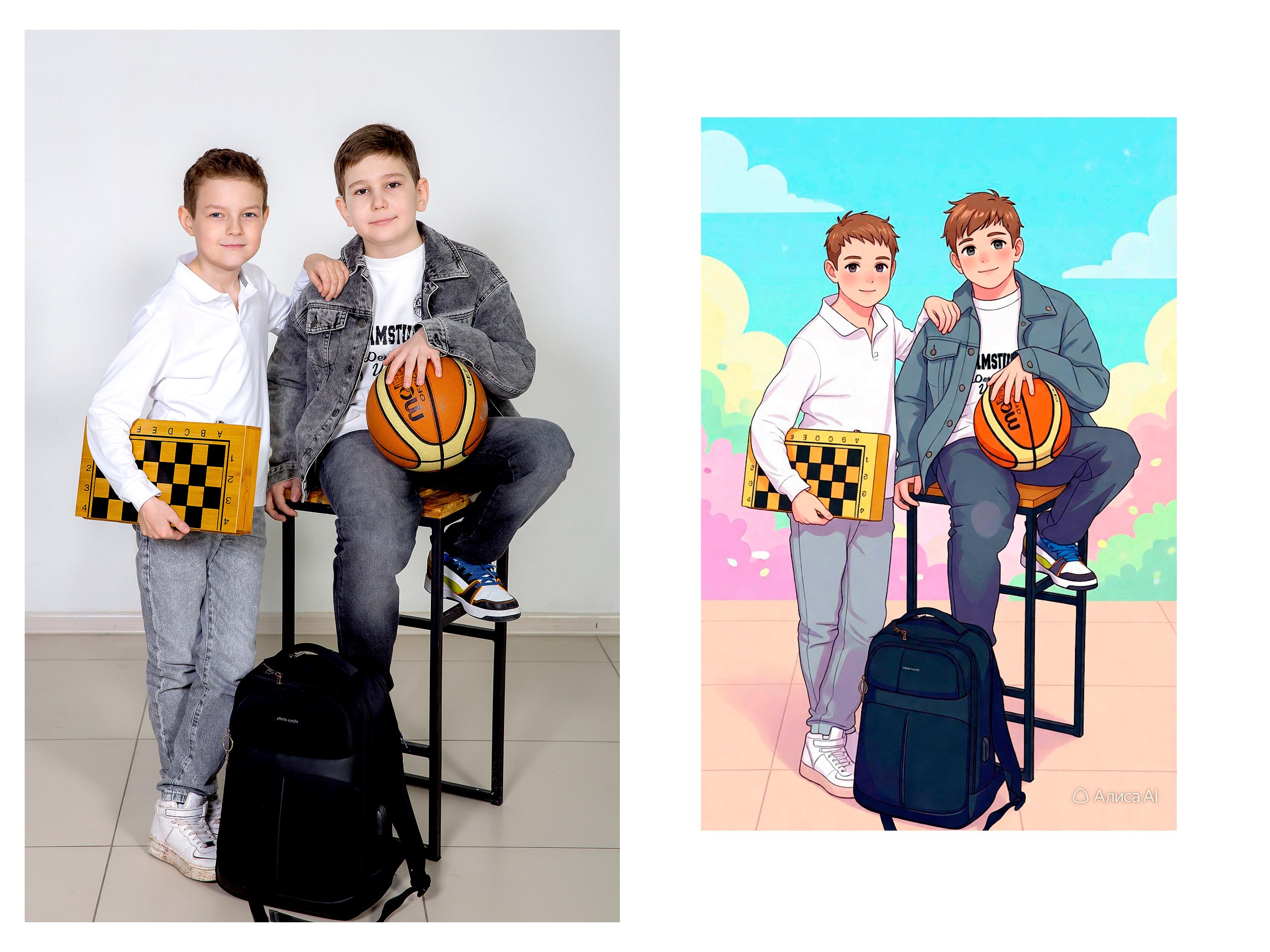 4А в СТУДИИ + АНИМЕ от ИИ Алиса. Семейный фотограф в Новороссийске Игорь Белослюдцев