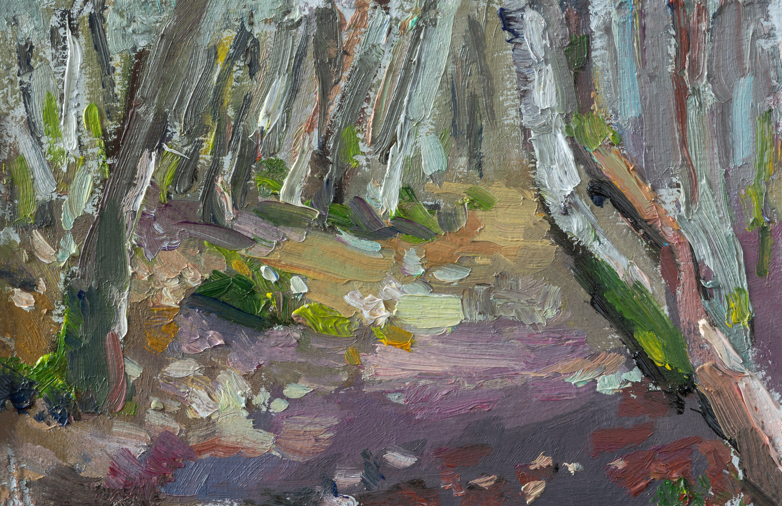 "Буковый лес весной" картон, масло 10х15см, 2025