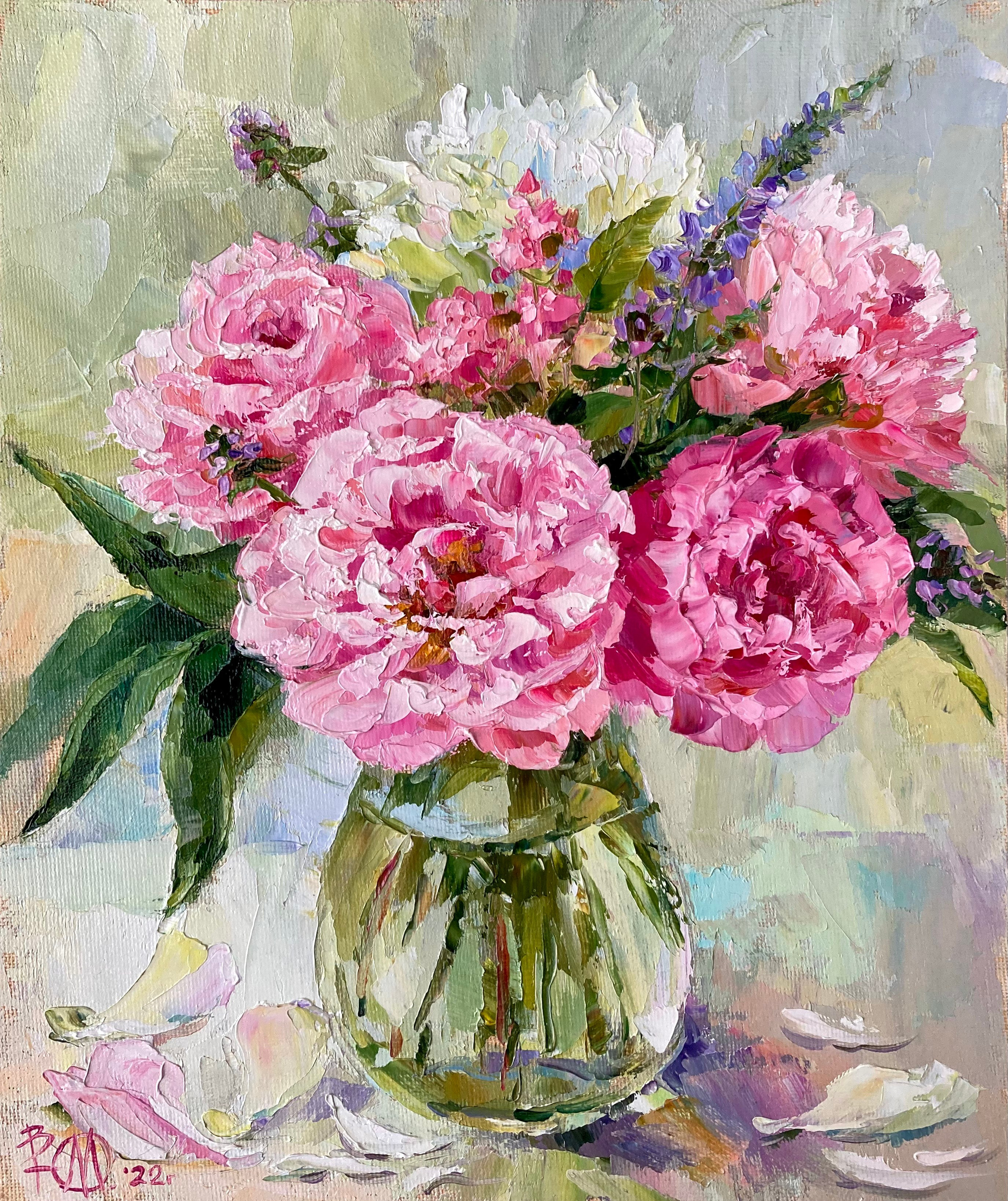 "Розовое кружево", холст/картон, масло, 30x25 см, 2022