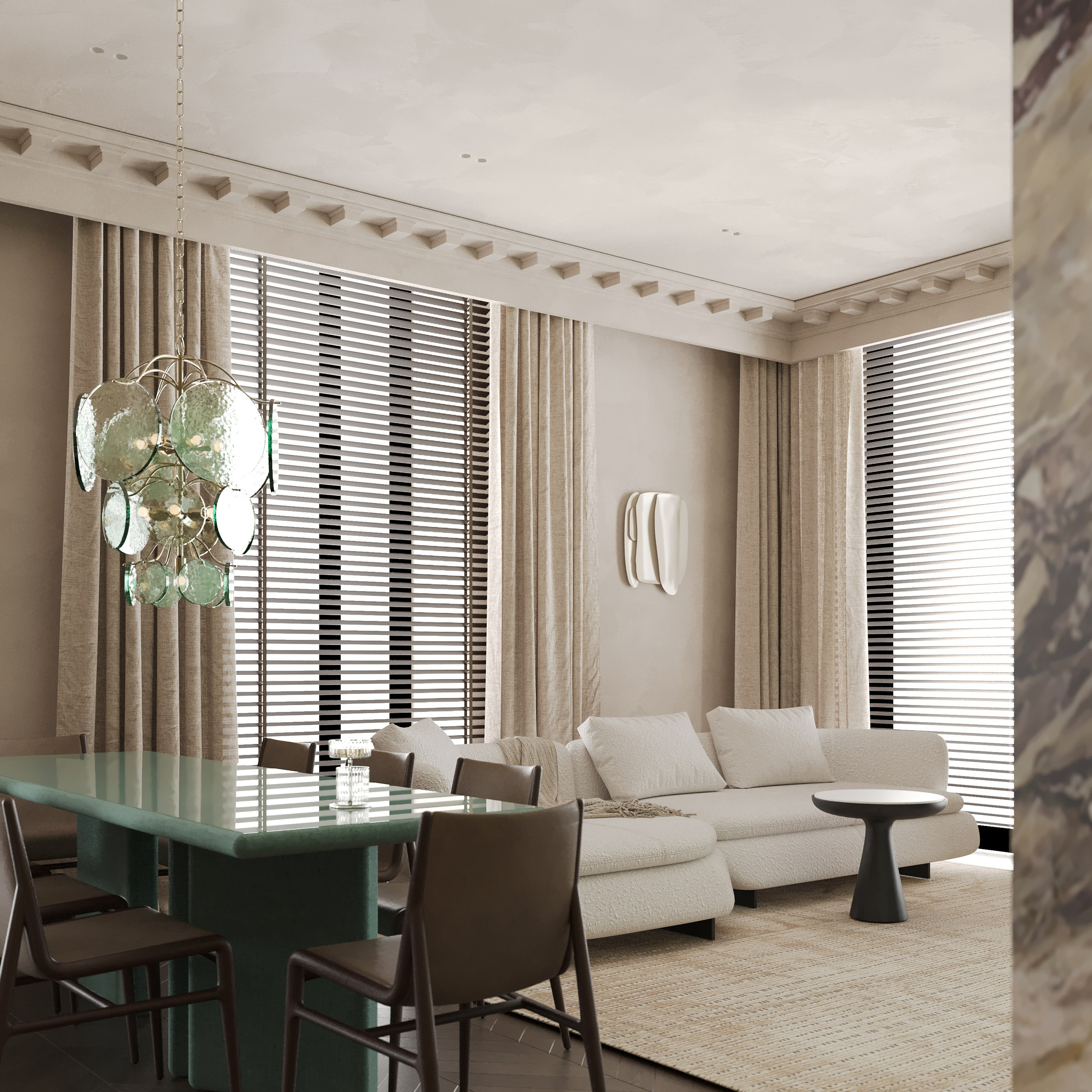 Сдержанная классика с элементами современности в квартире в Москве 135 m². SHAIMERDINOVA INTERIORS