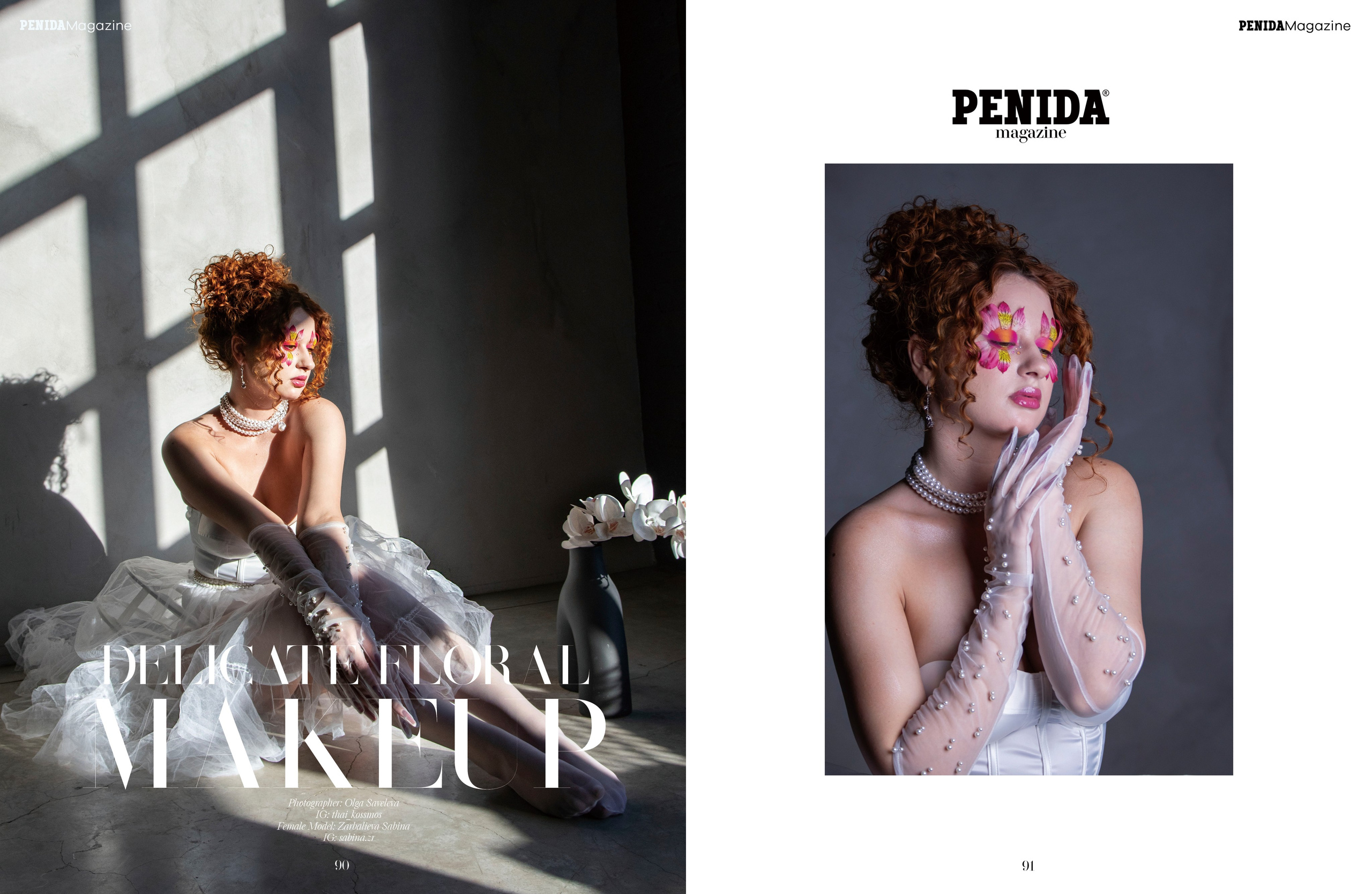 Цветочный макияж. Публикация в PENIDA magazine. Портретный фотограф в Санкт-Петербурге Савельева Ольга