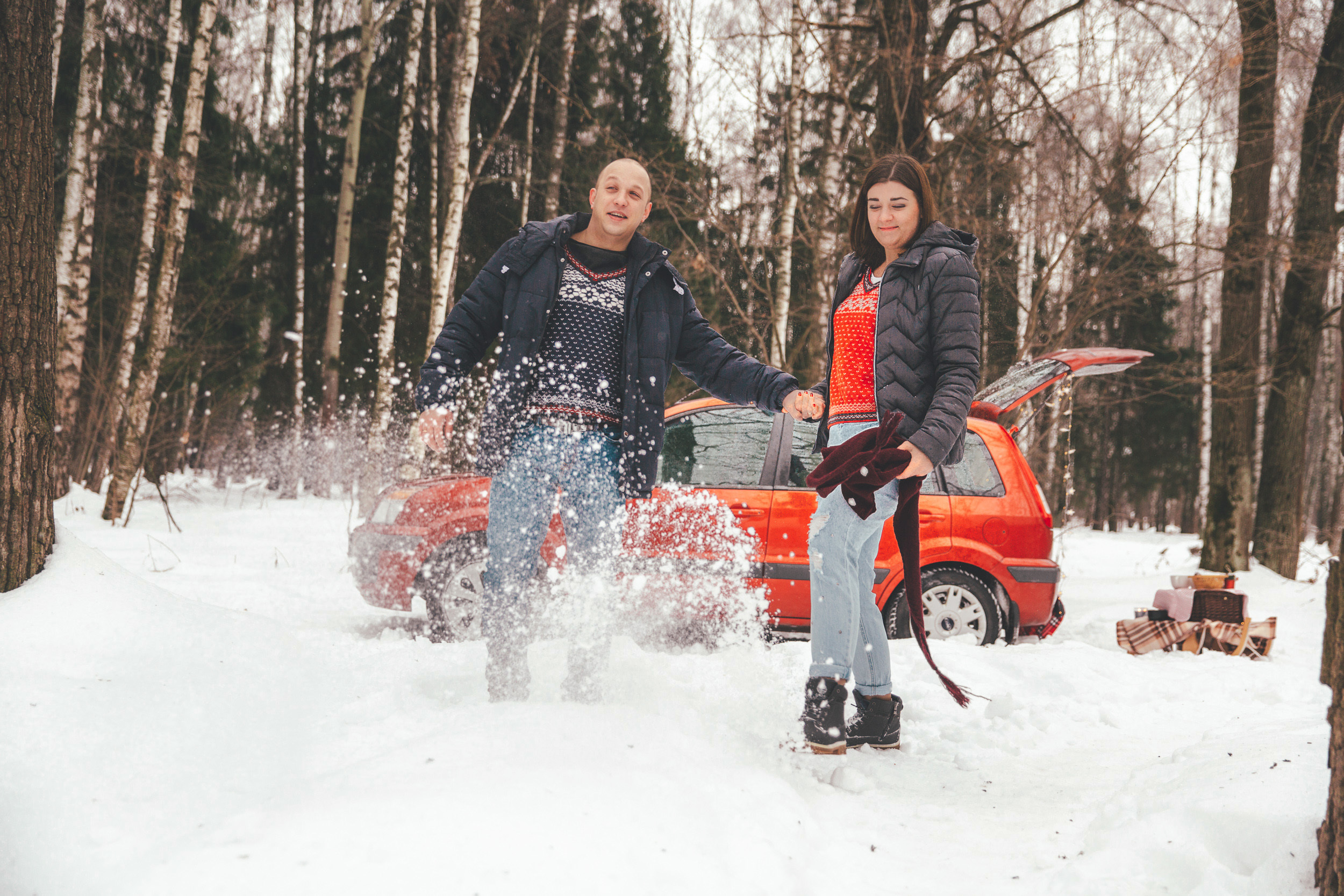 Зимняя фотосессия Love Story для Анны и Николая