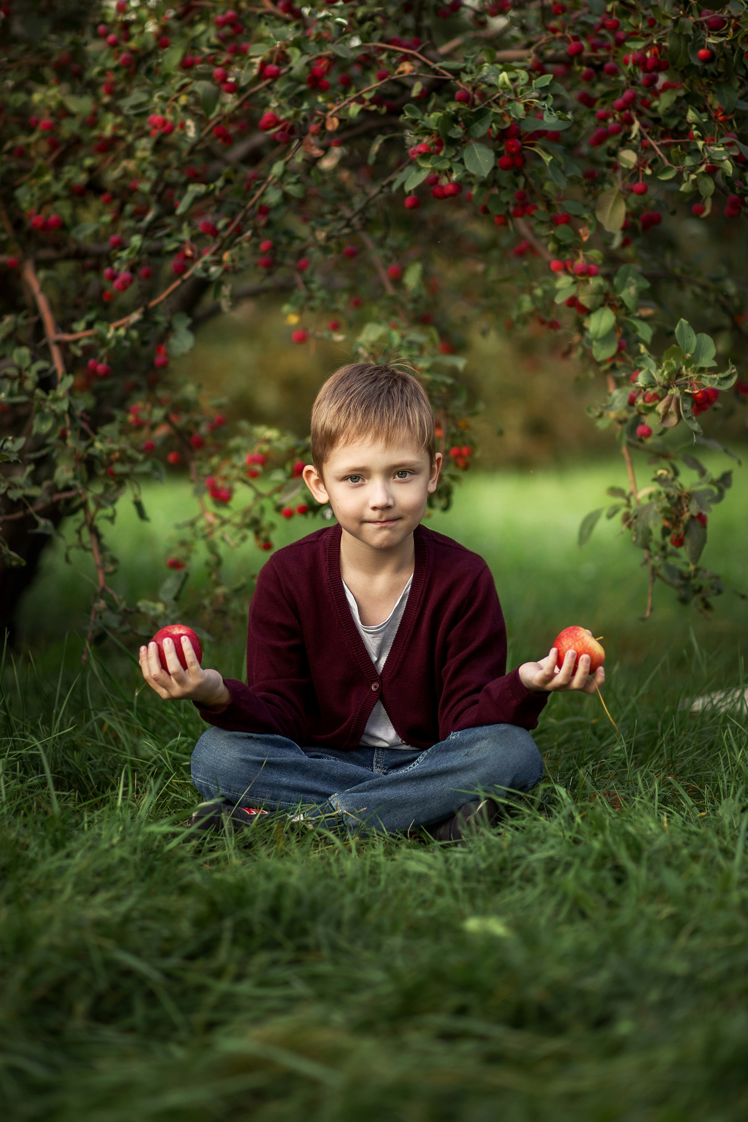 Семейная фотосессия у ранетки. Детский и семейный фотограф в Красноярске Юлия Бирюкова