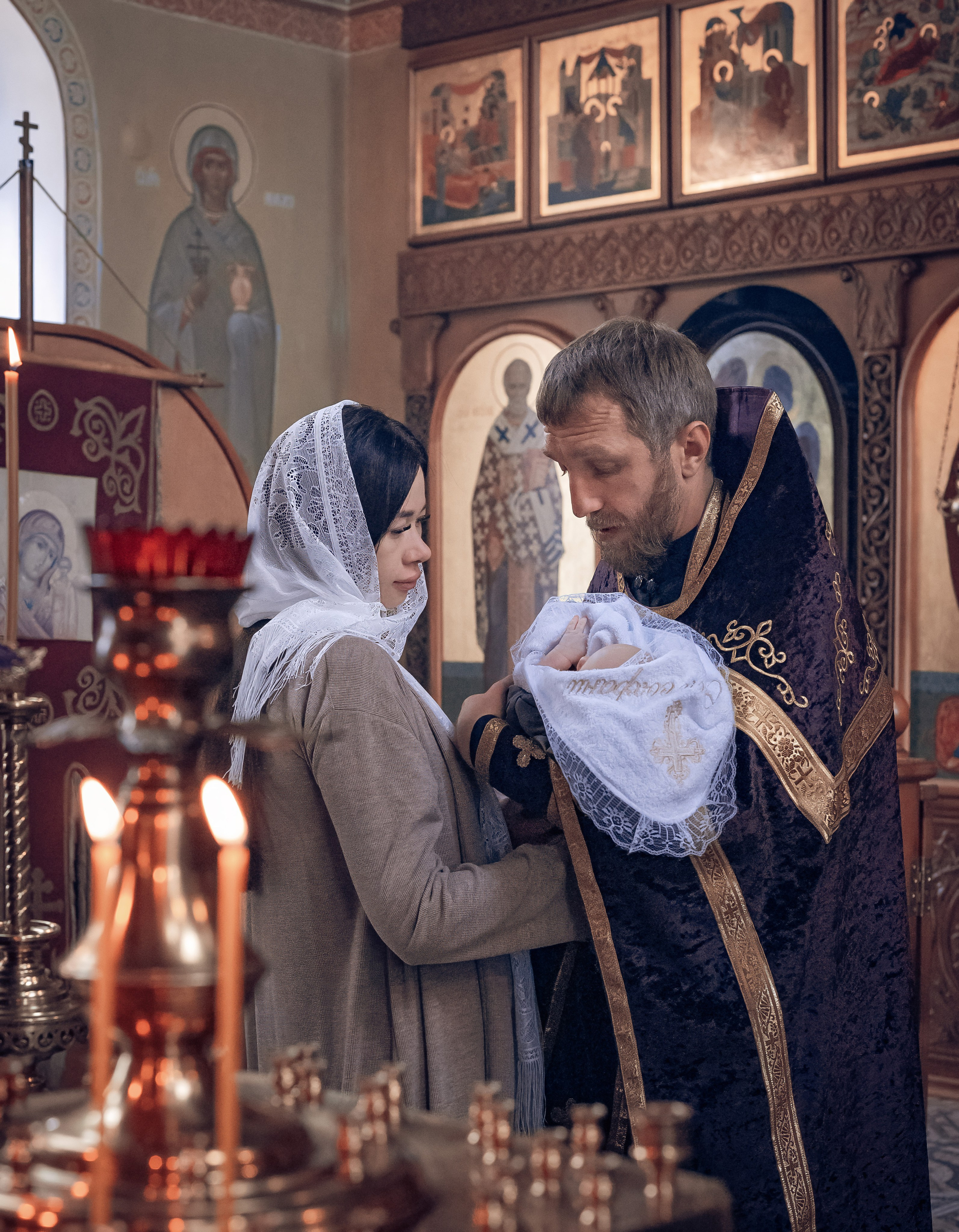 Крещение Мирона в Веденском хаме Березовка. Фотографы крещения/венчания  Красноярск Татьяна и Вячеслав Переваловы