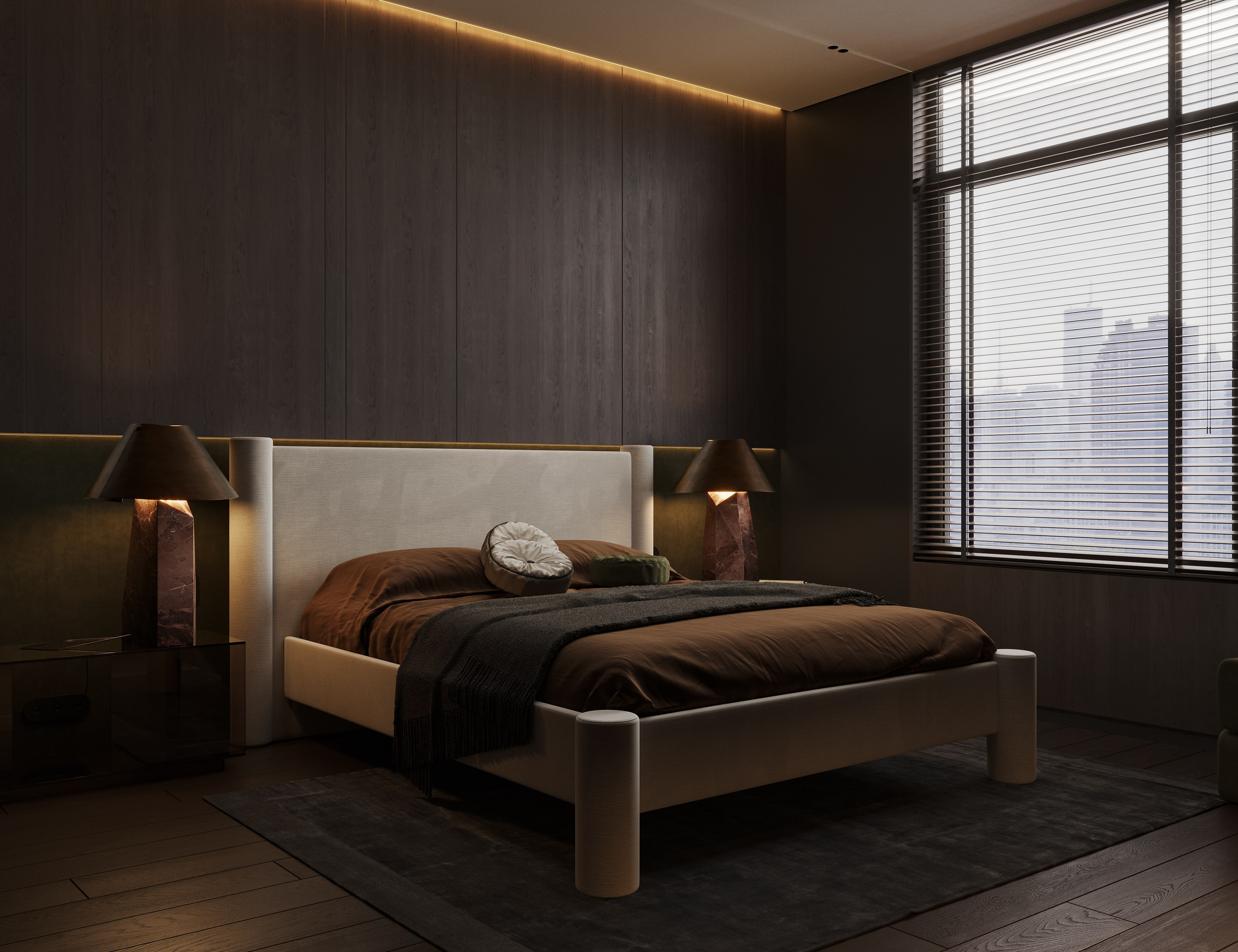 Интерьер спальни. 3D визуализация интерьера и архитектурной среды