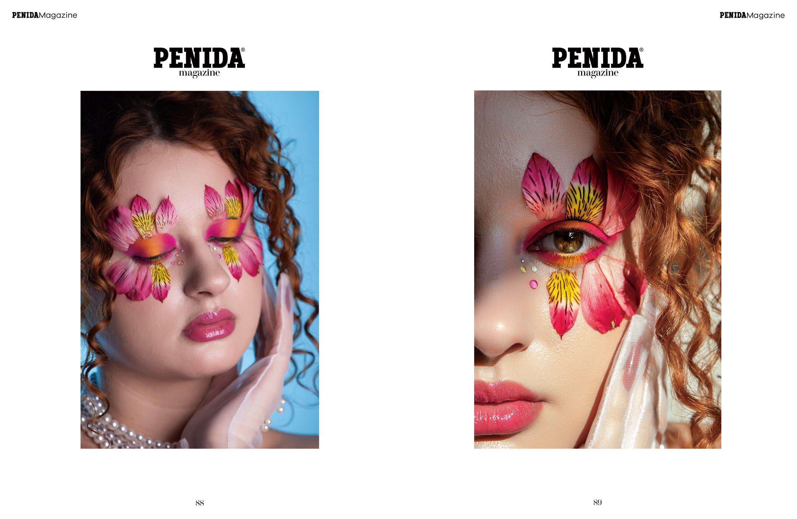 Цветочный макияж. Публикация в PENIDA magazine. Портретный фотограф в Санкт-Петербурге Савельева Ольга