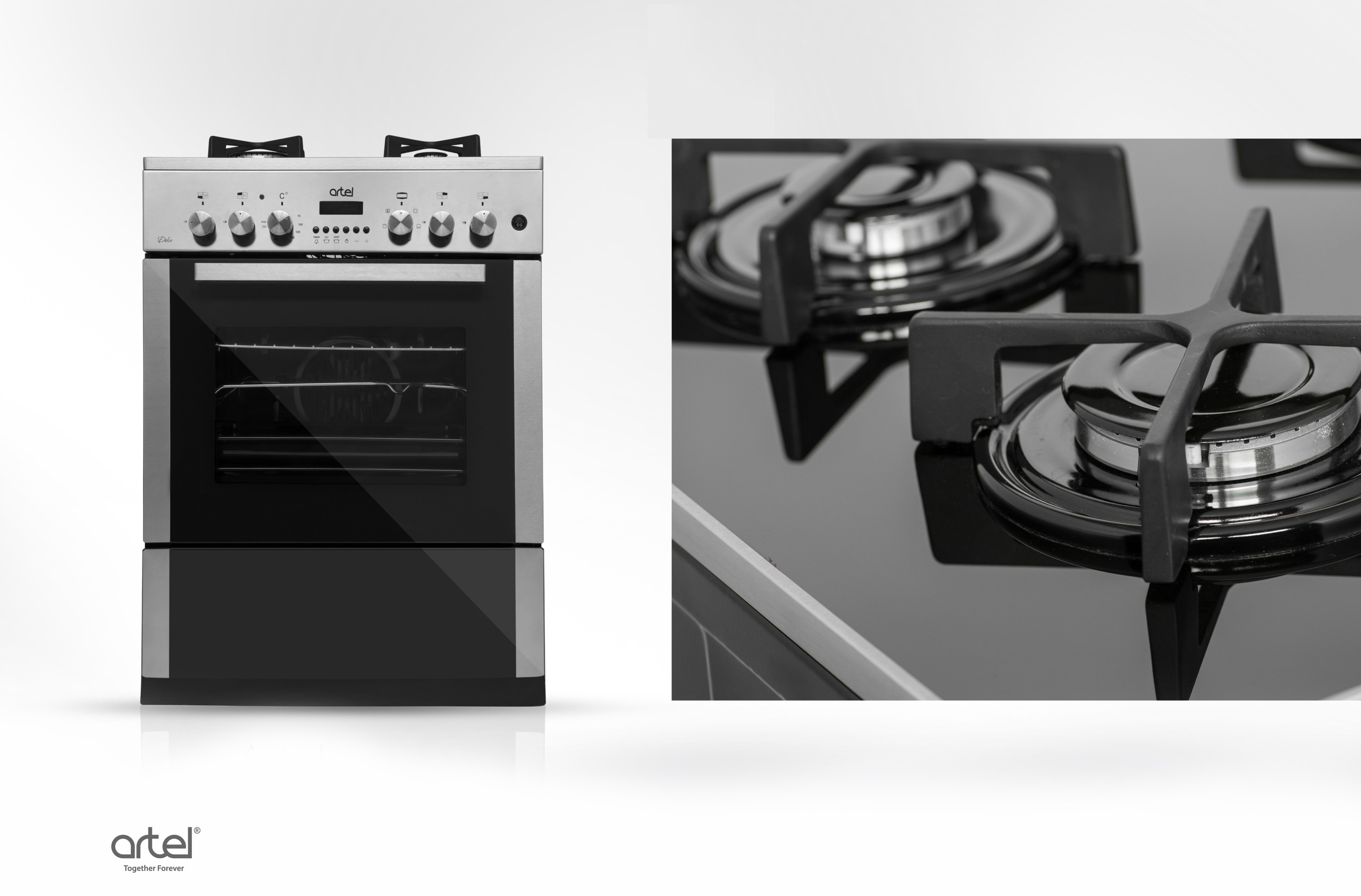 Качественная предметная съёмка газовой плиты с акцентом на дизайн конфорок и стильное оформление