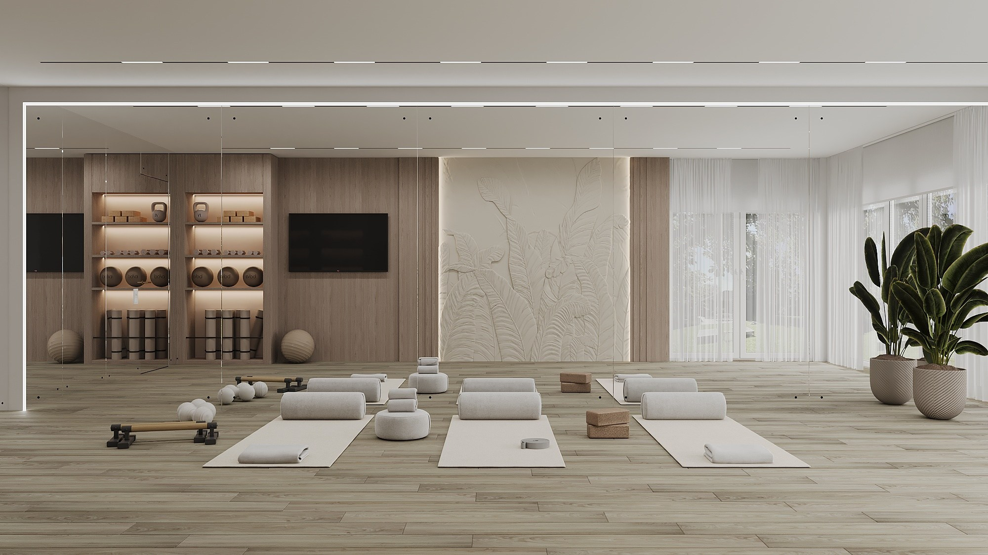 ЗАЛ ДЛЯ ЙОГИ. Irina Balykina — Interior 3D Visualisation