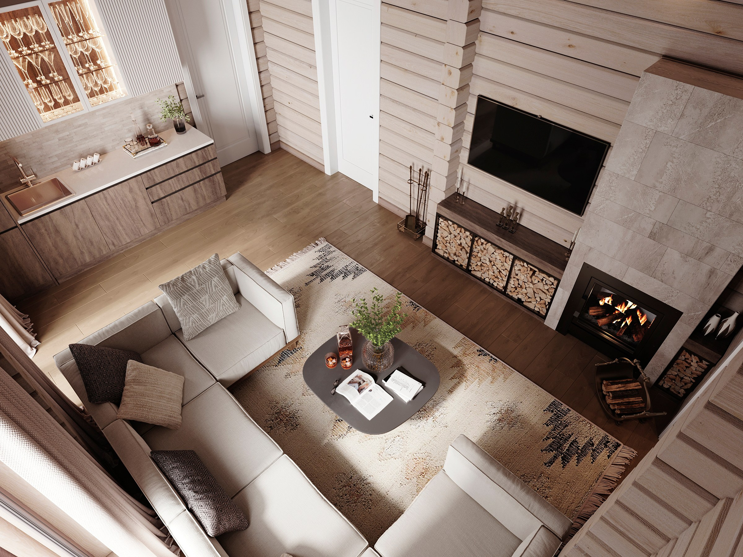 Дизайн интерьера в доме из бруса. Дизайн интерьера деревянных домов