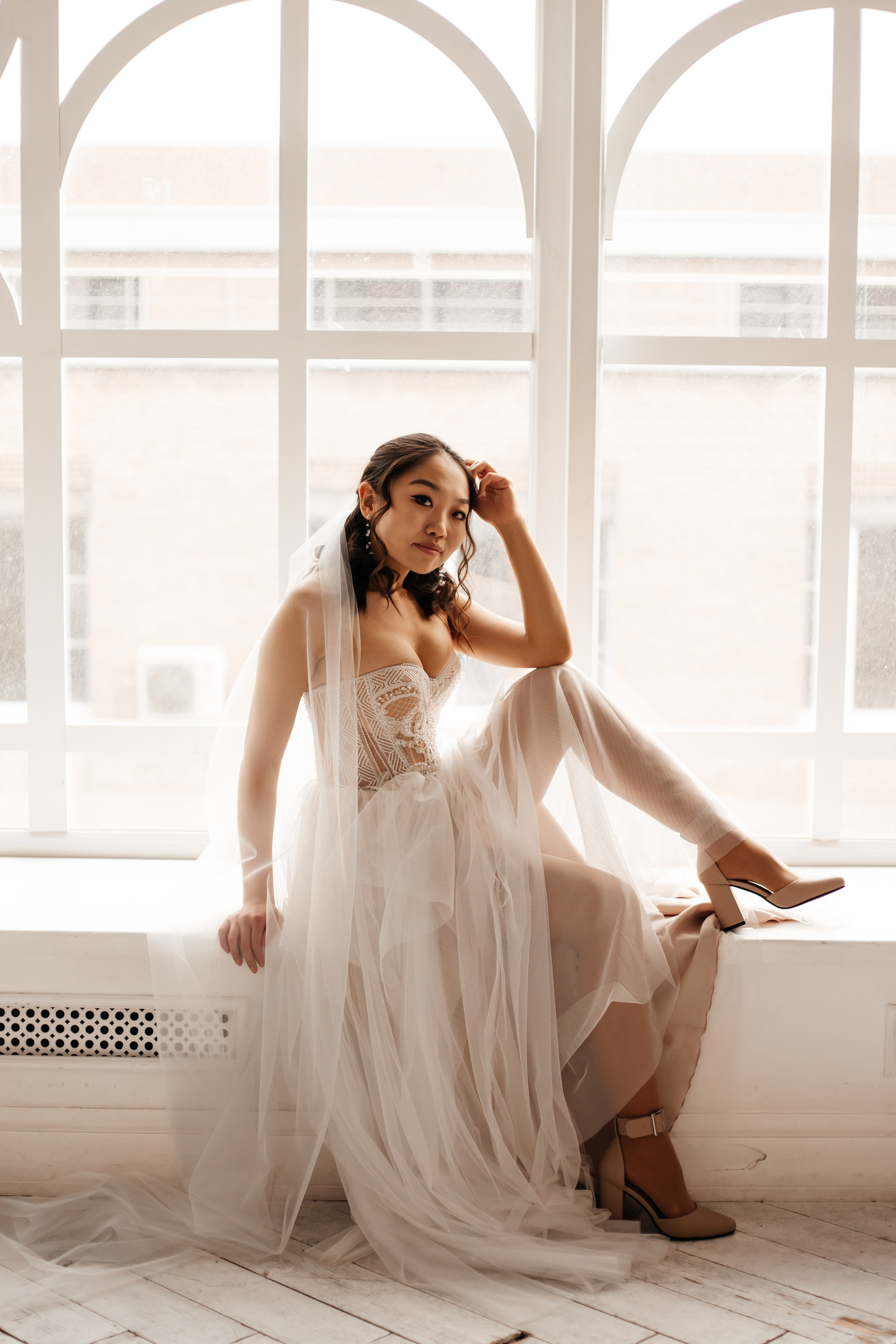 Свадебная фотосессия в студии в Москве - портрет невесты